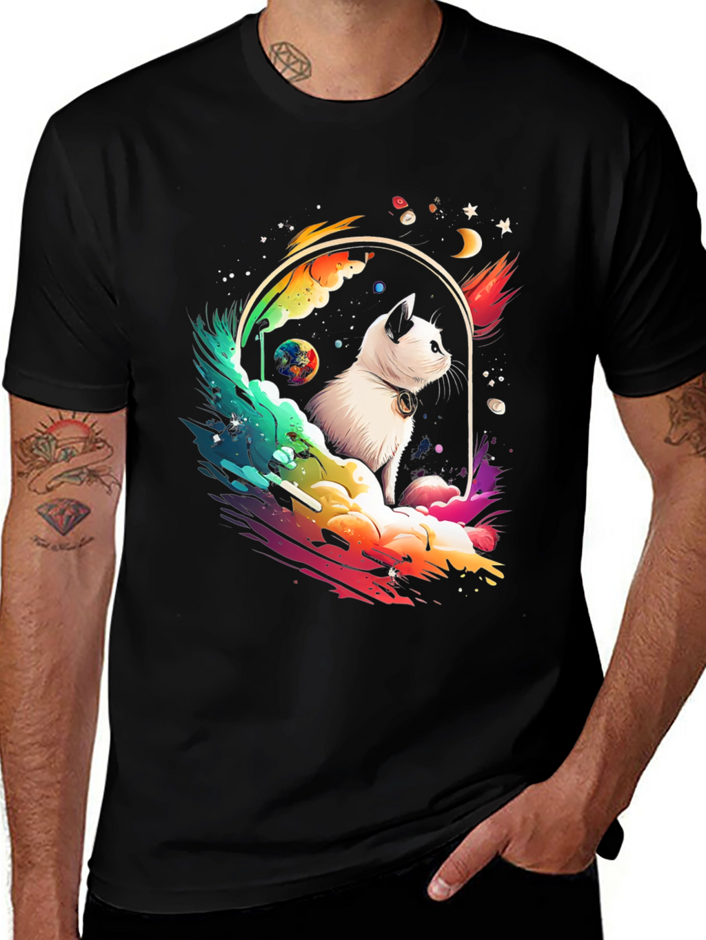 Cosmic Cat T-Shirt - Galaxy Kitten Tee