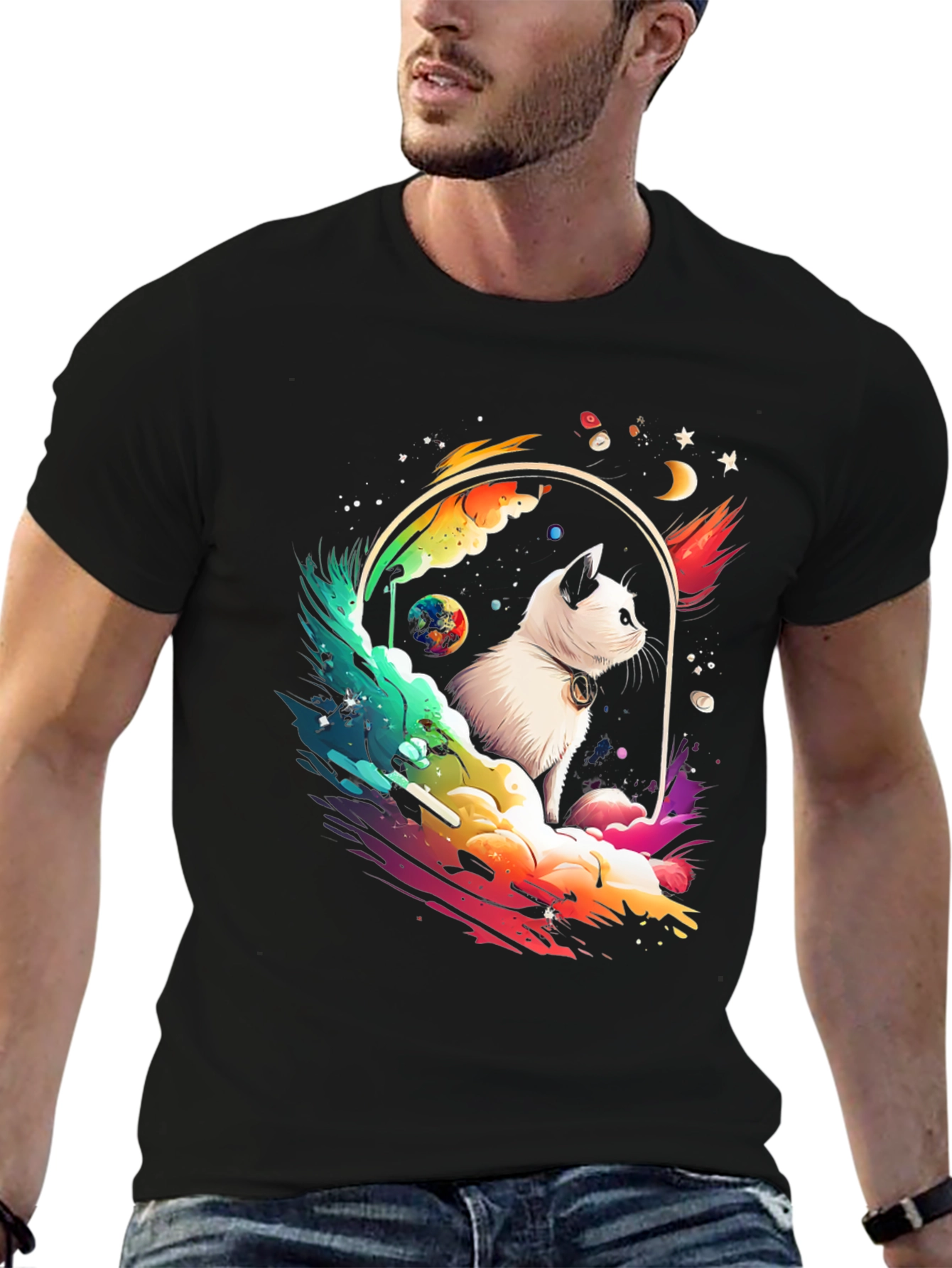 Cosmic Cat T-Shirt - Galaxy Kitten Tee