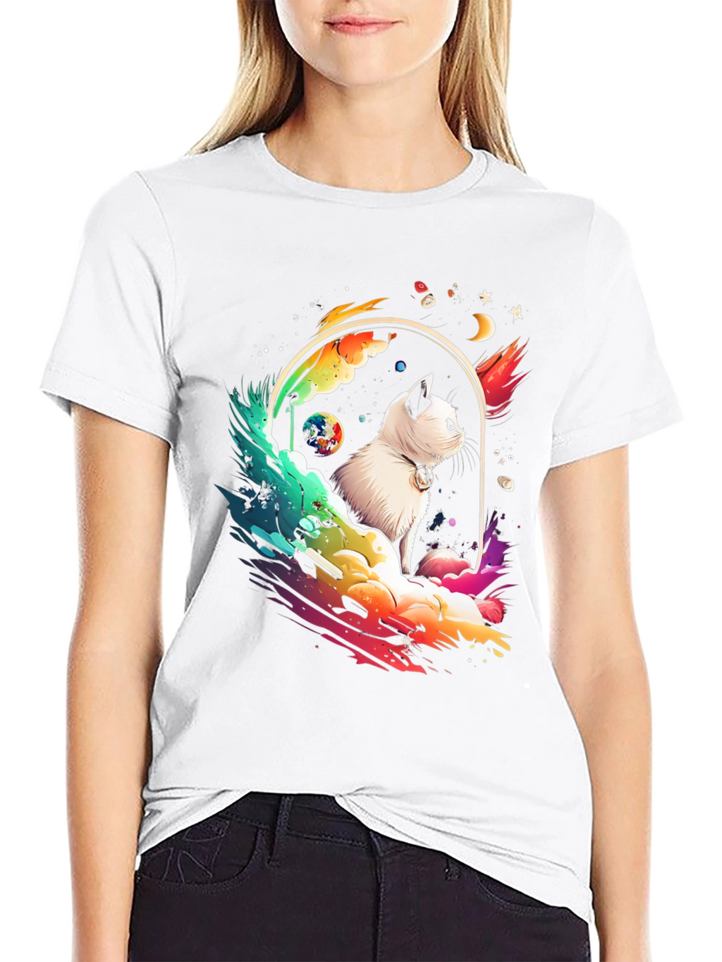 Cosmic Cat T-Shirt - Galaxy Kitten Tee