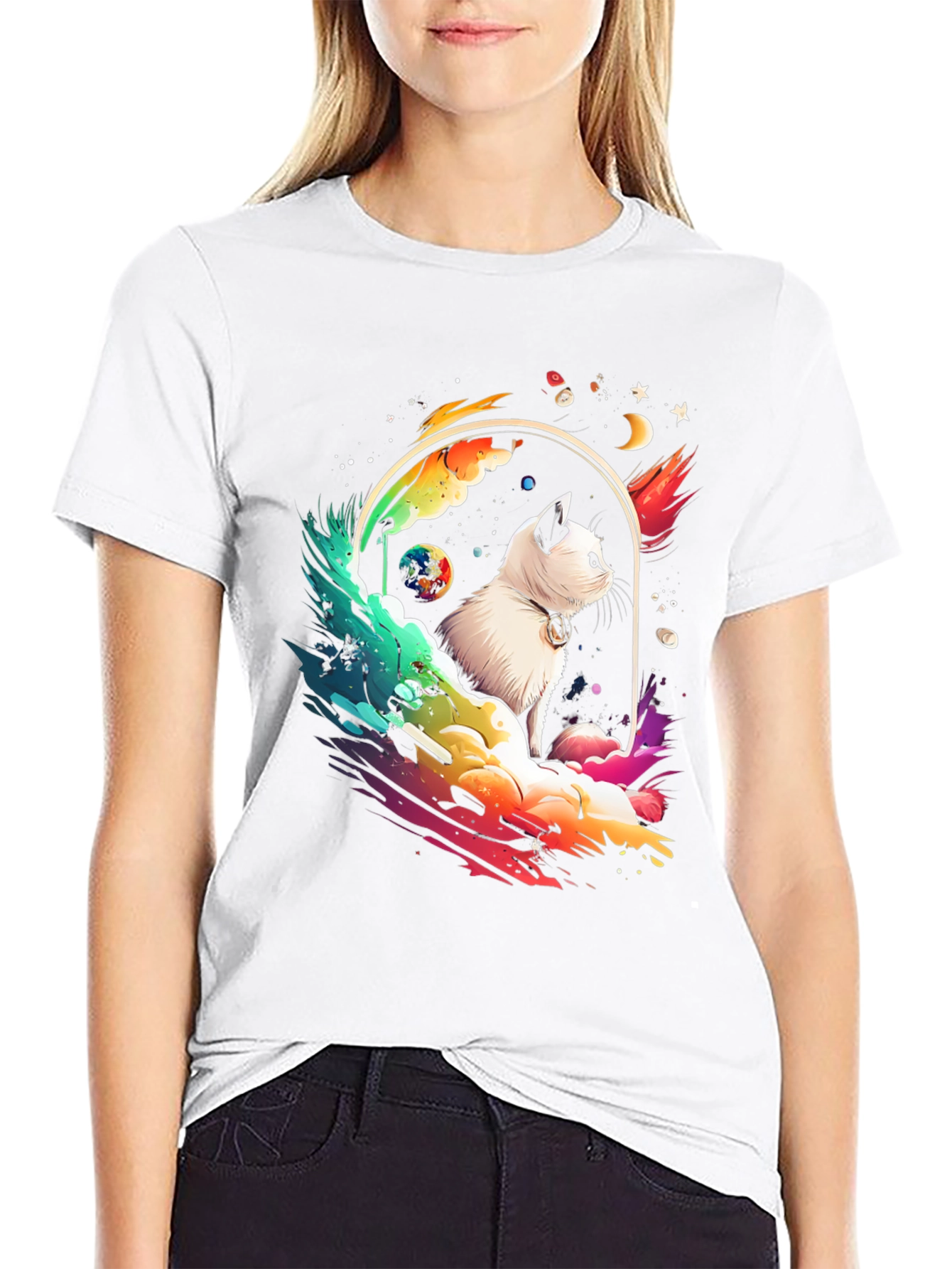 Cosmic Cat T-Shirt - Galaxy Kitten Tee