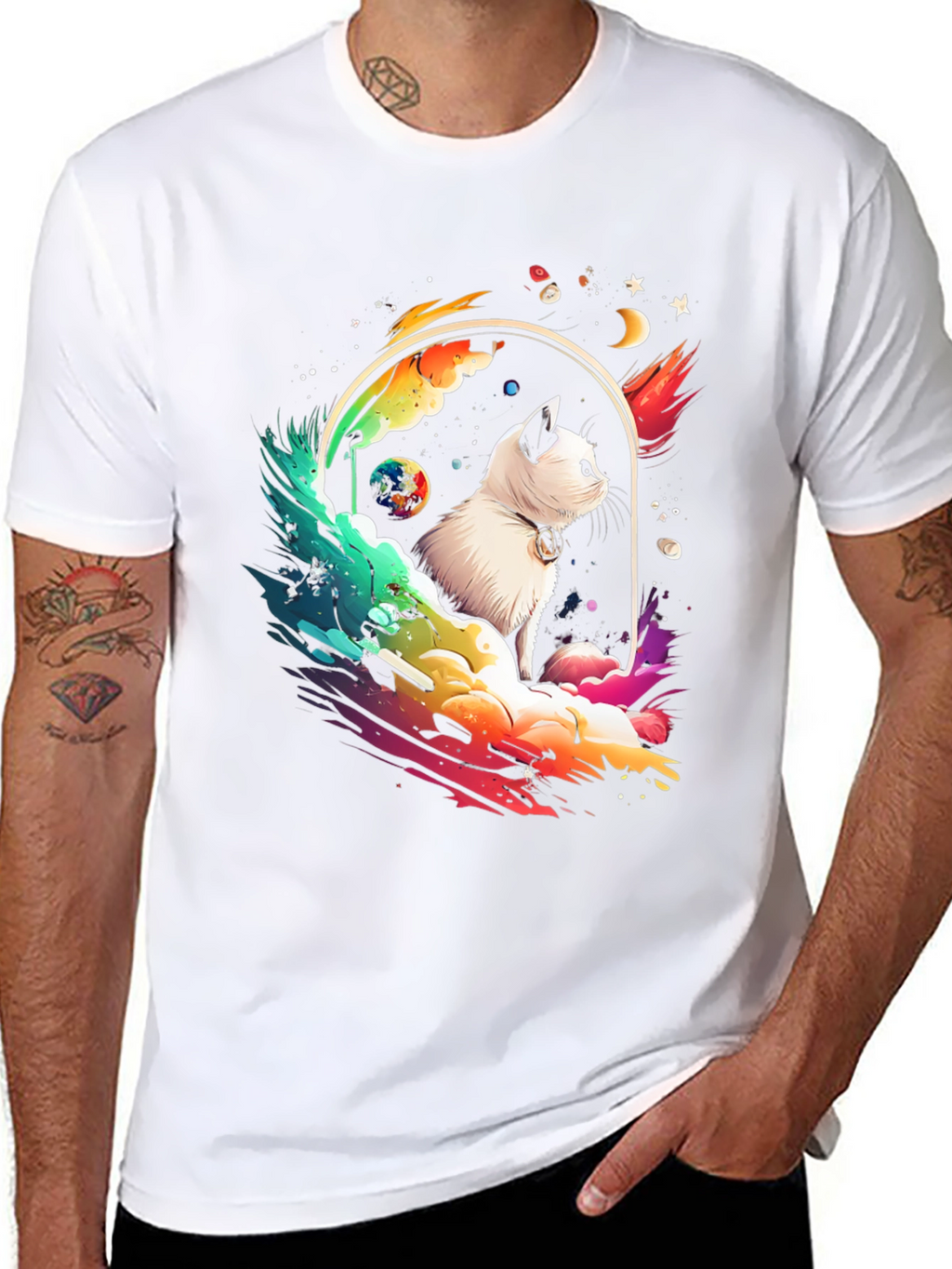 Cosmic Cat T-Shirt - Galaxy Kitten Tee
