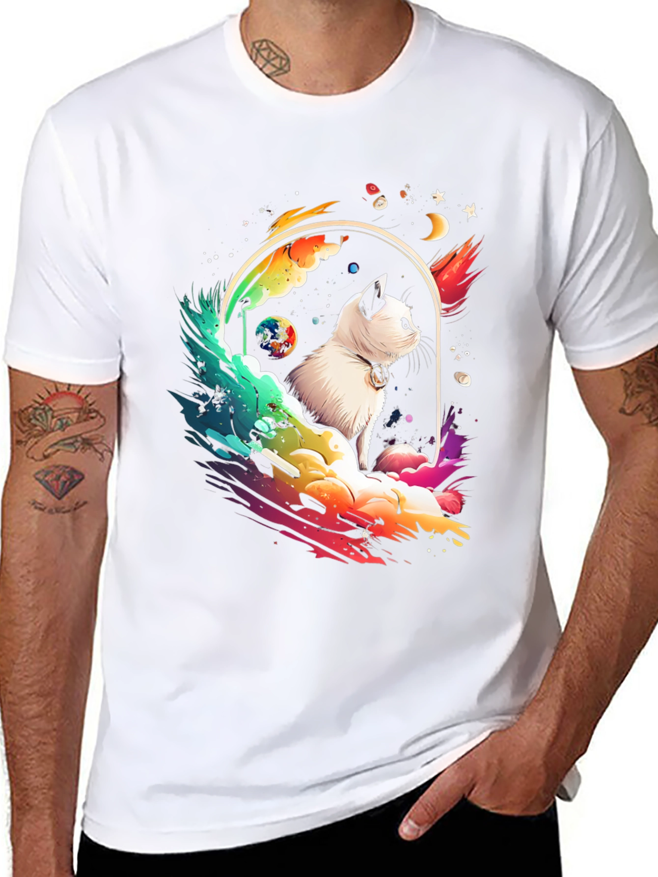 Cosmic Cat T-Shirt - Galaxy Kitten Tee