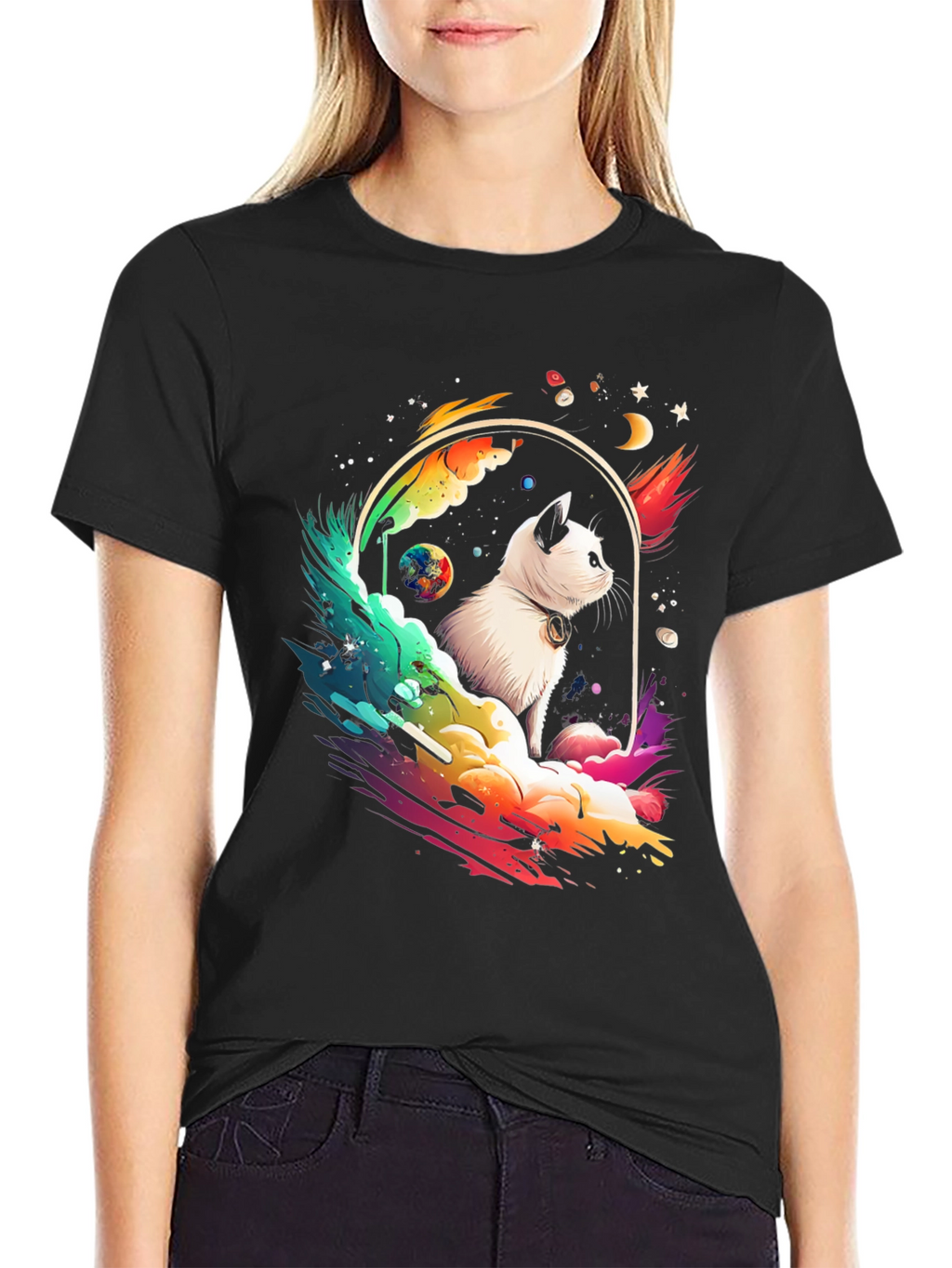 Cosmic Cat T-Shirt - Galaxy Kitten Tee