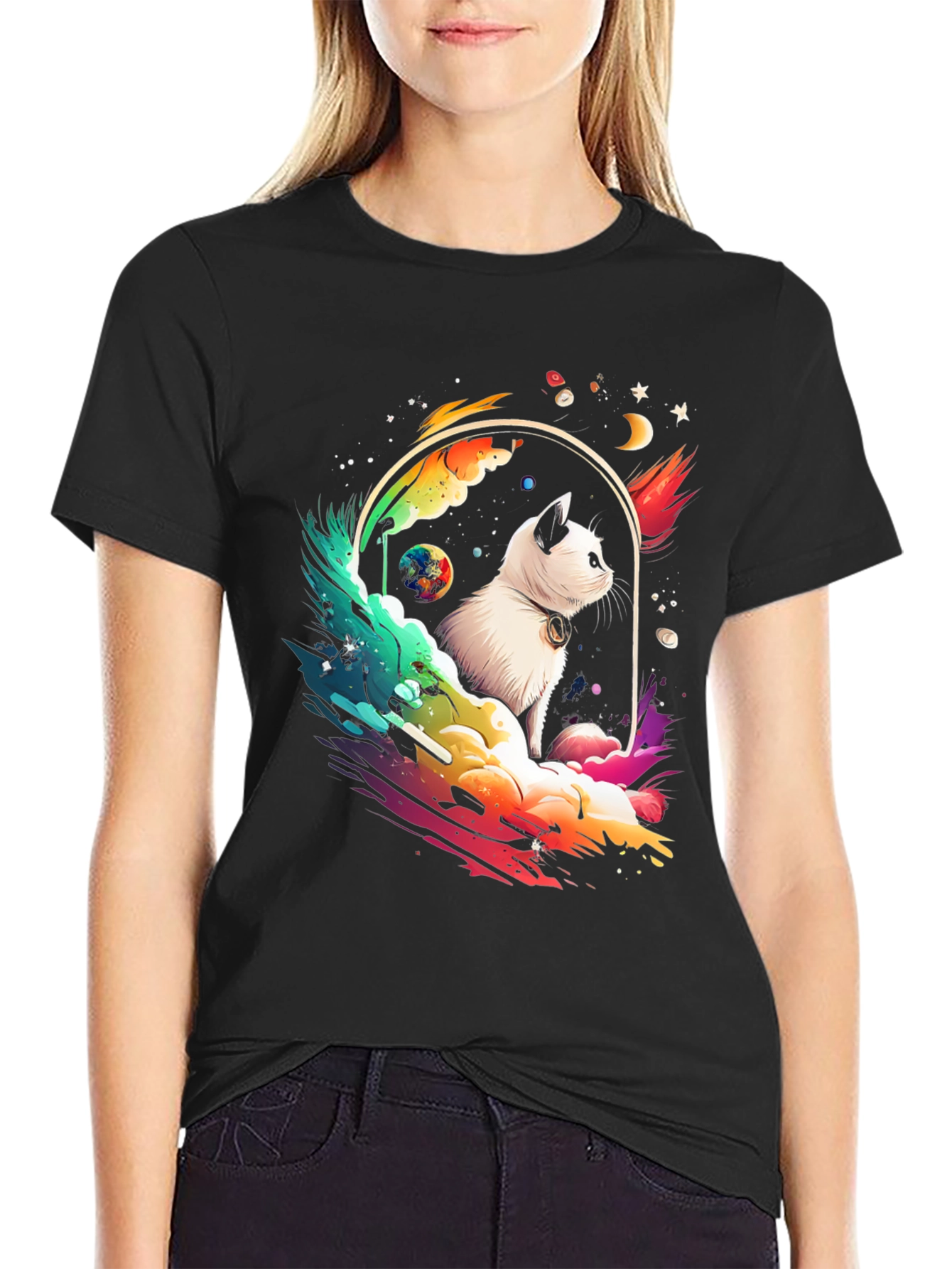 Cosmic Cat T-Shirt - Galaxy Kitten Tee