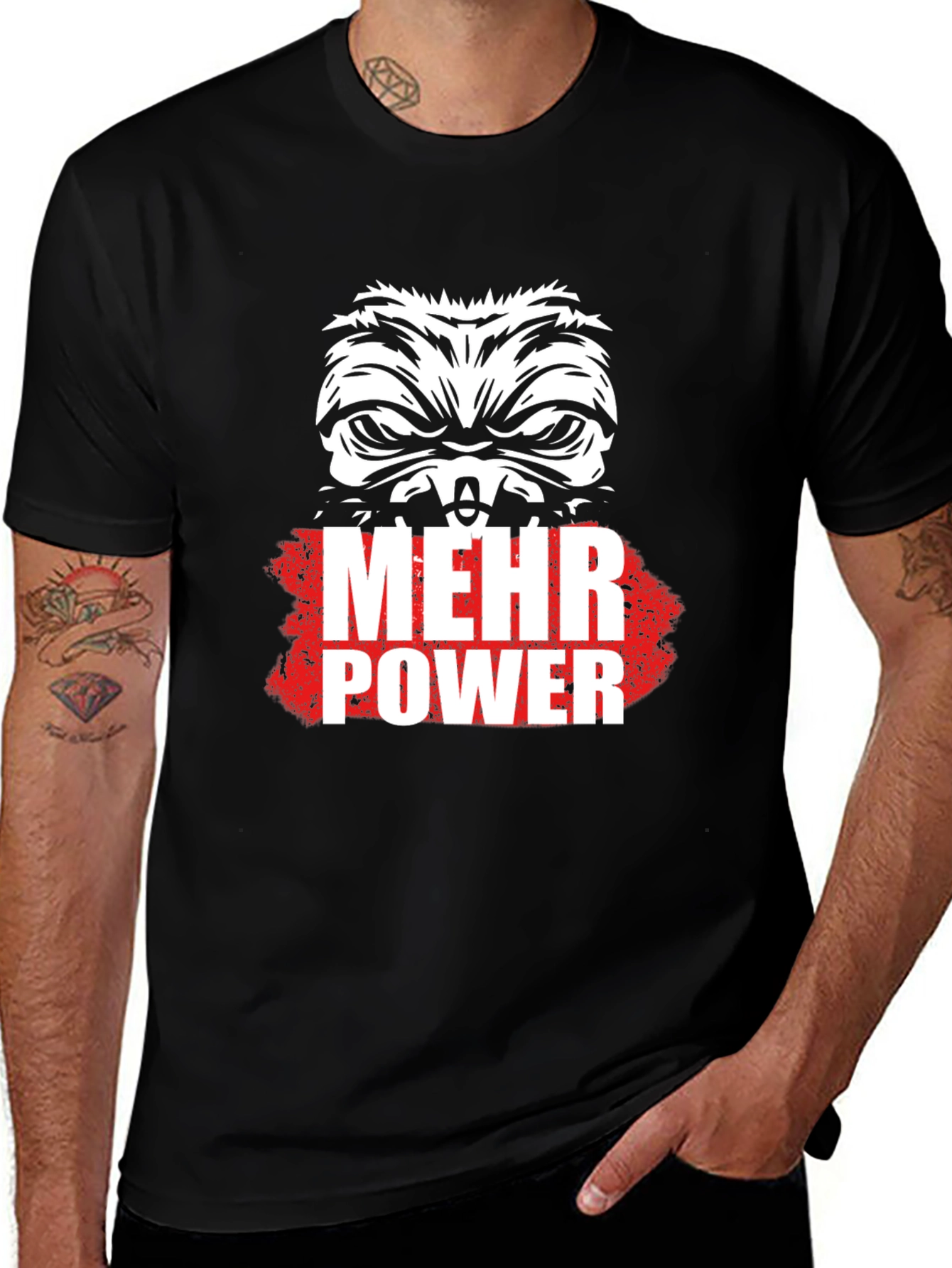 Mehr Power Graphic Tee - Black Cotton T-Shirt