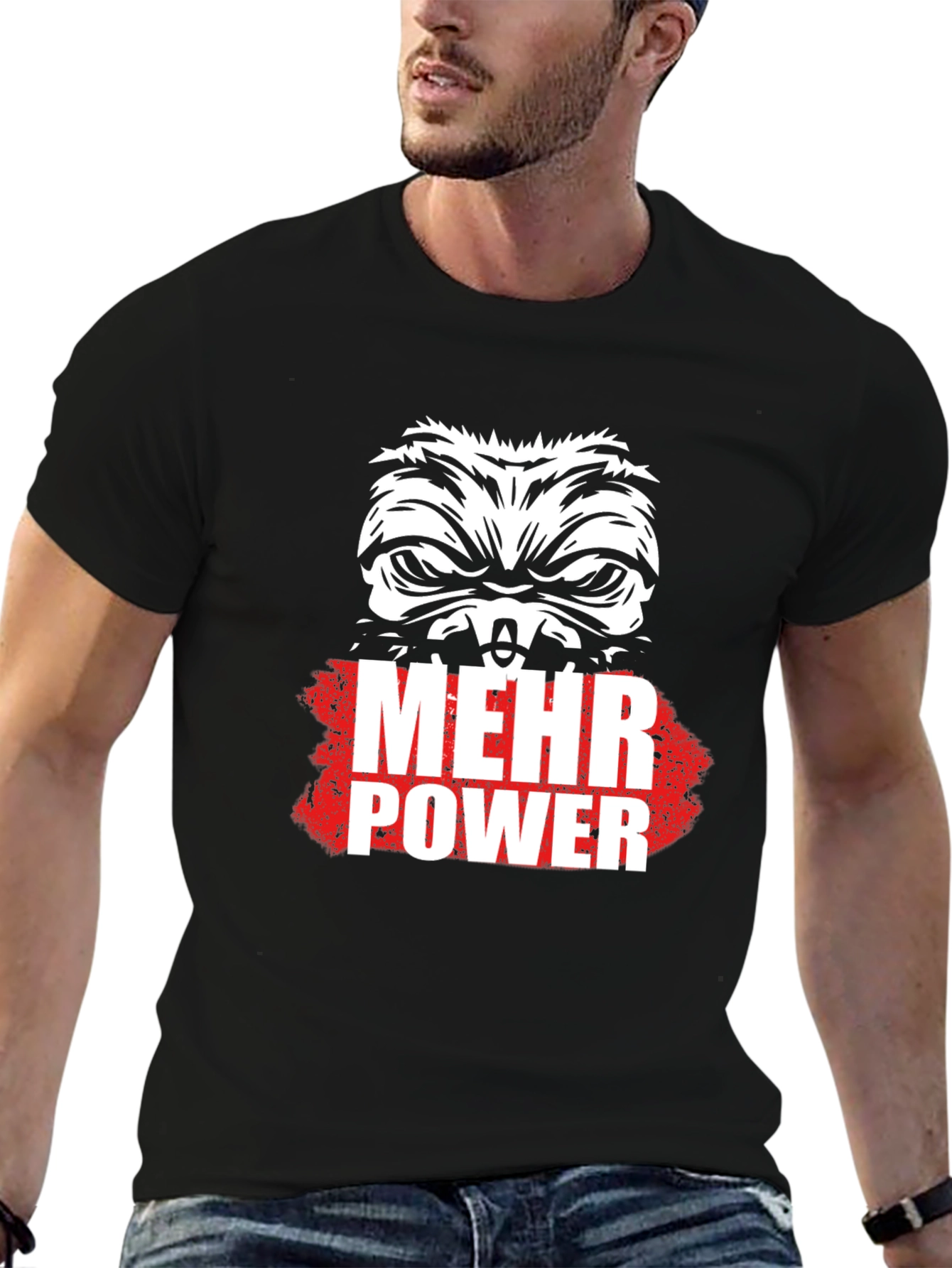 Mehr Power Graphic Tee - Black Cotton T-Shirt