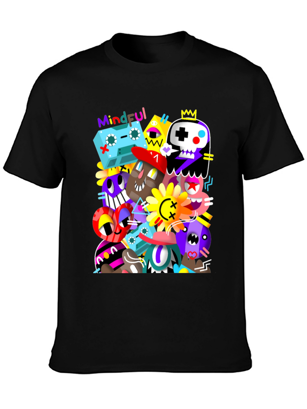 Mindful Doodle Art Black Graphic Tee