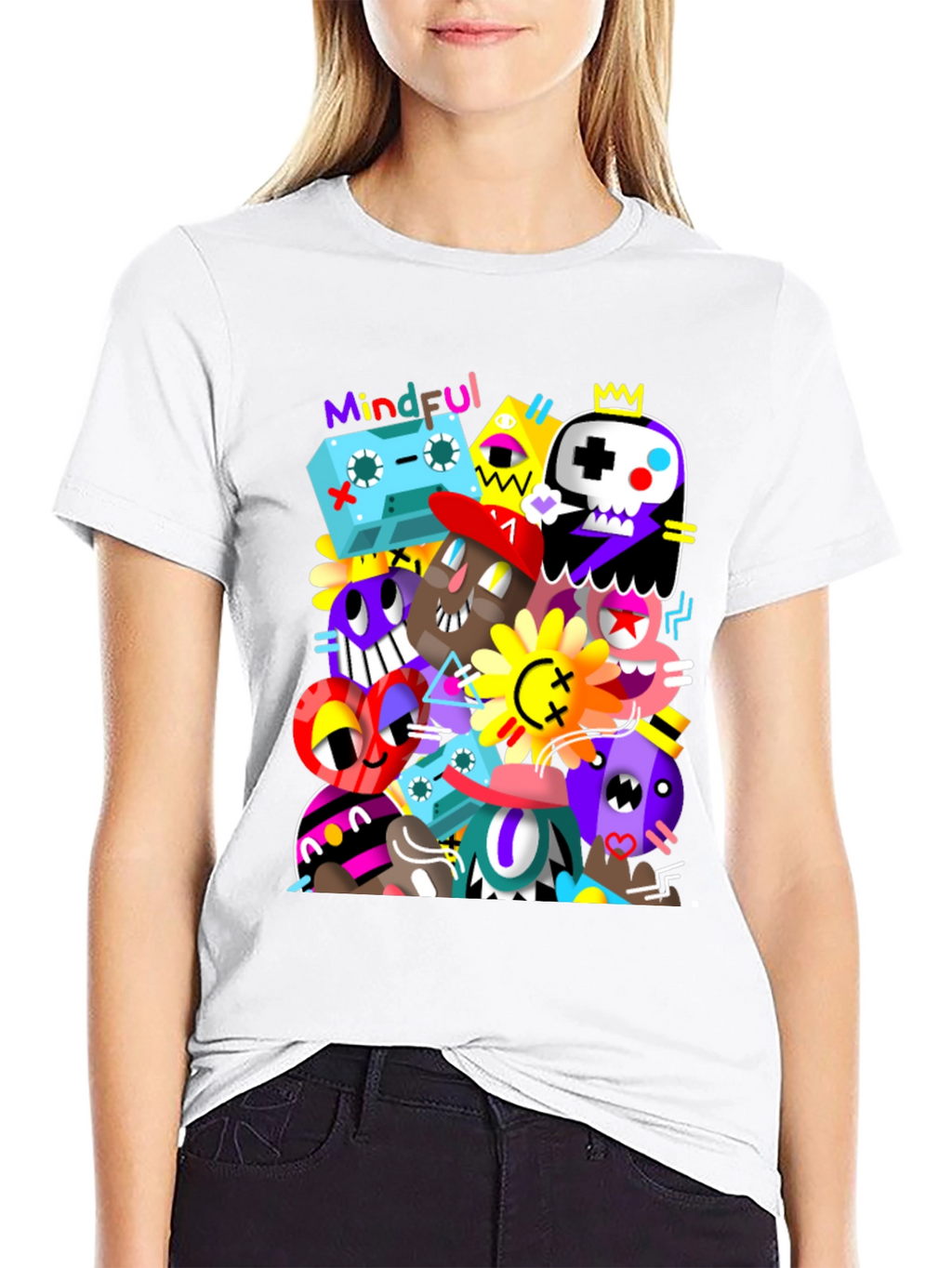 Mindful Doodle Art Black Graphic Tee