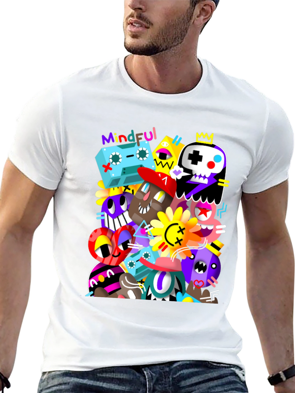 Mindful Doodle Art Black Graphic Tee