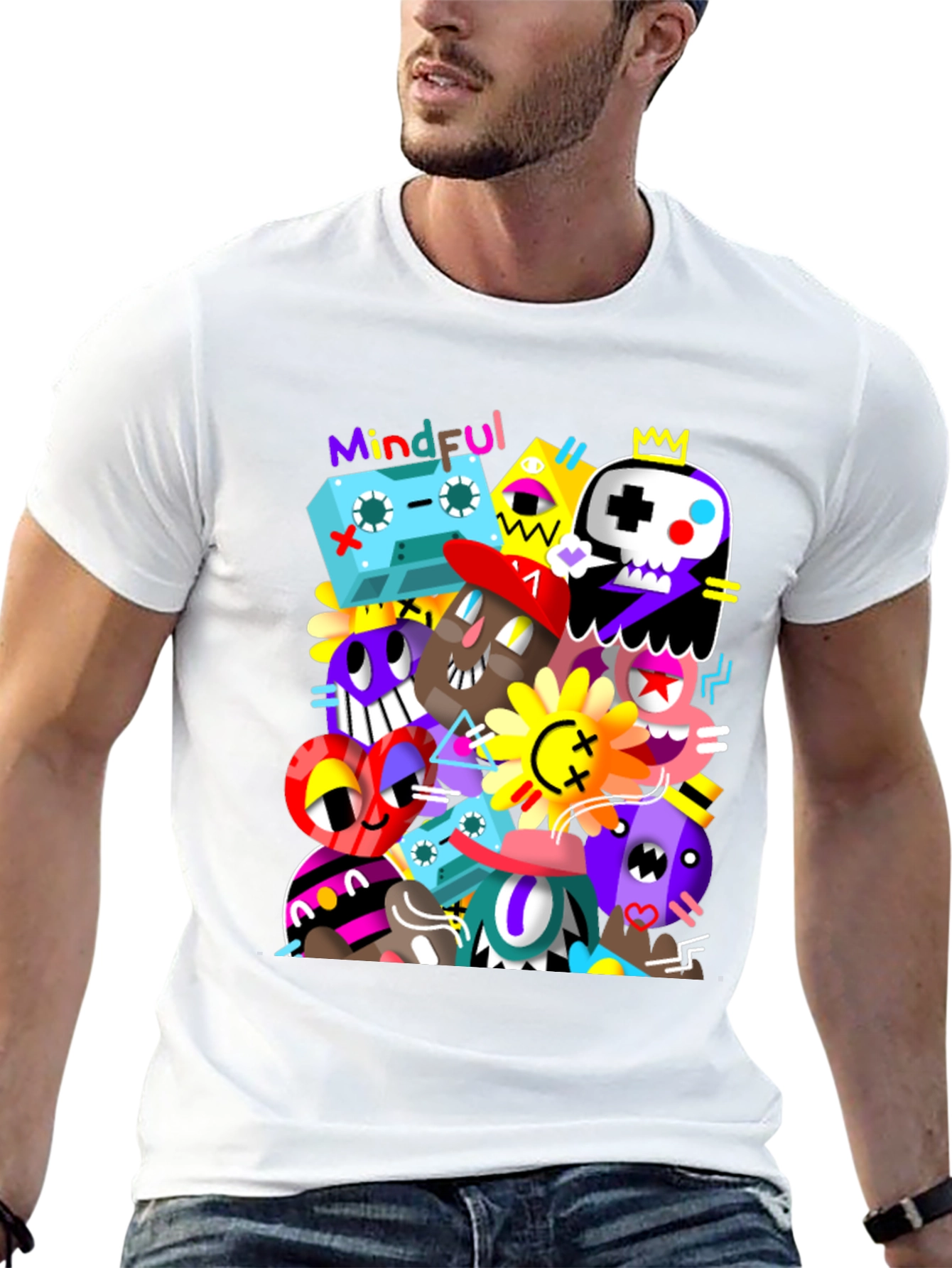 Mindful Doodle Art Black Graphic Tee