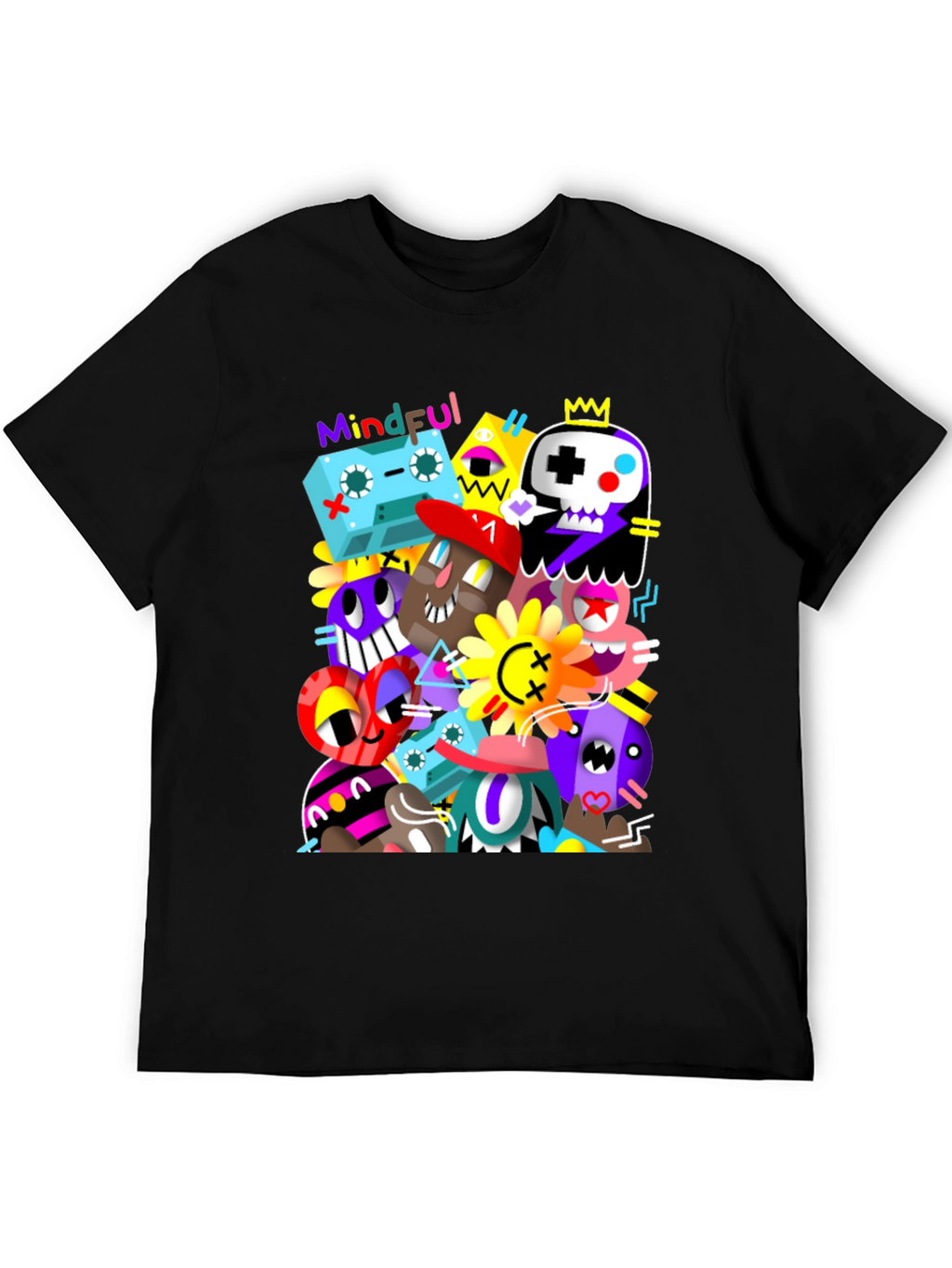 Mindful Doodle Art Black Graphic Tee