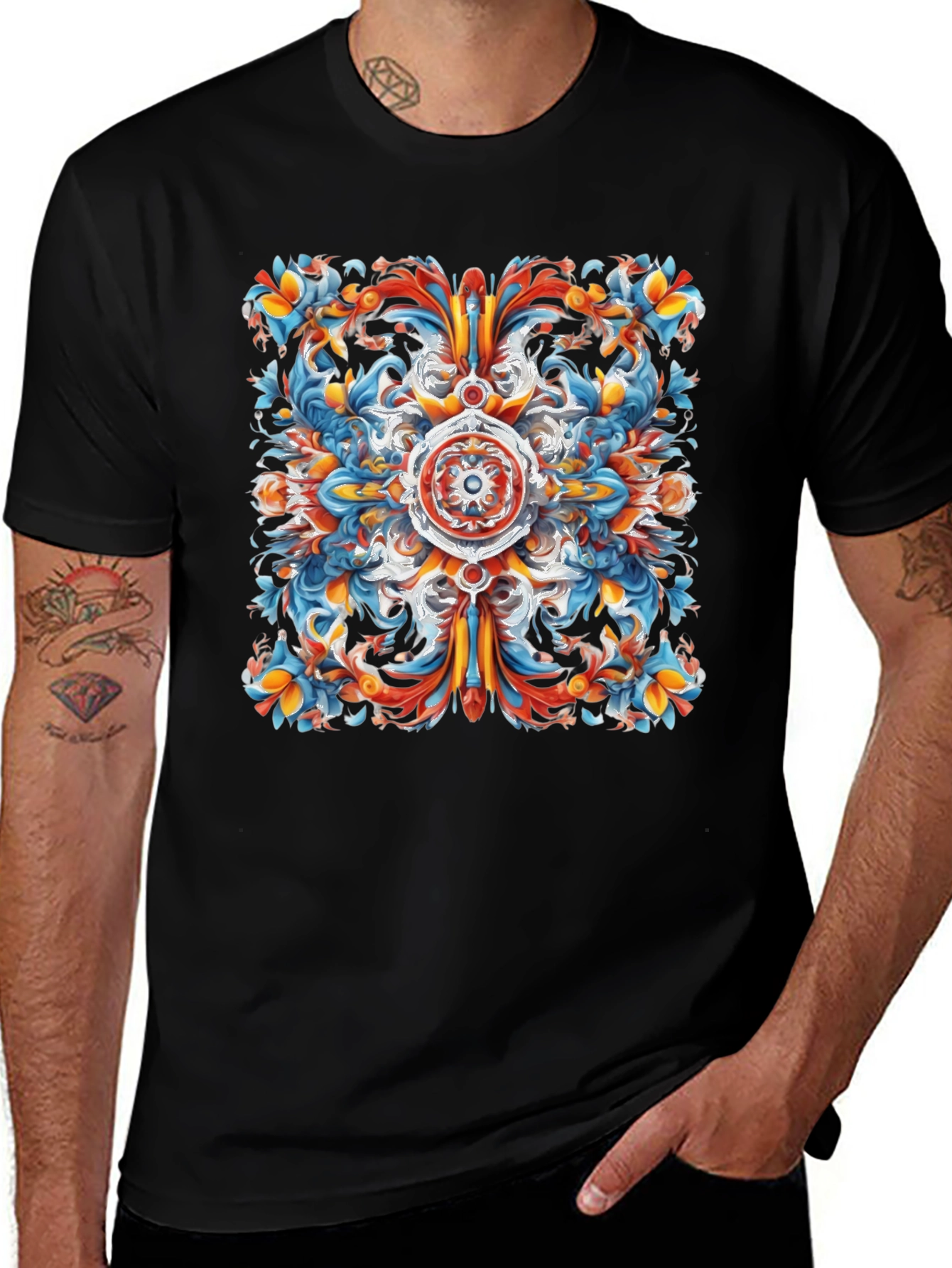 Abstract Ornamental Graphic Print Tee