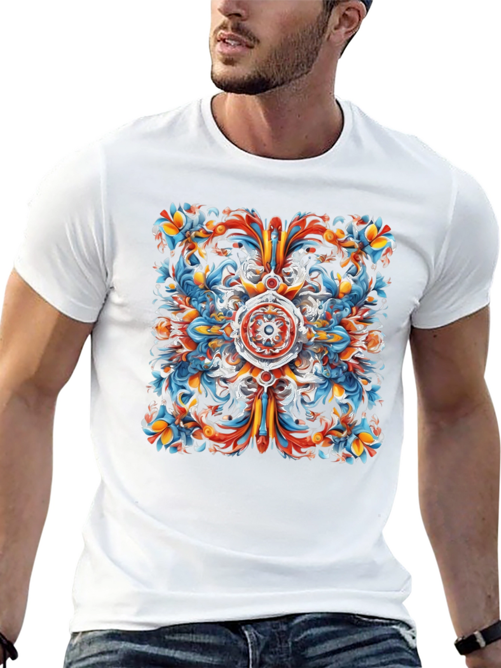 Abstract Ornamental Graphic Print Tee