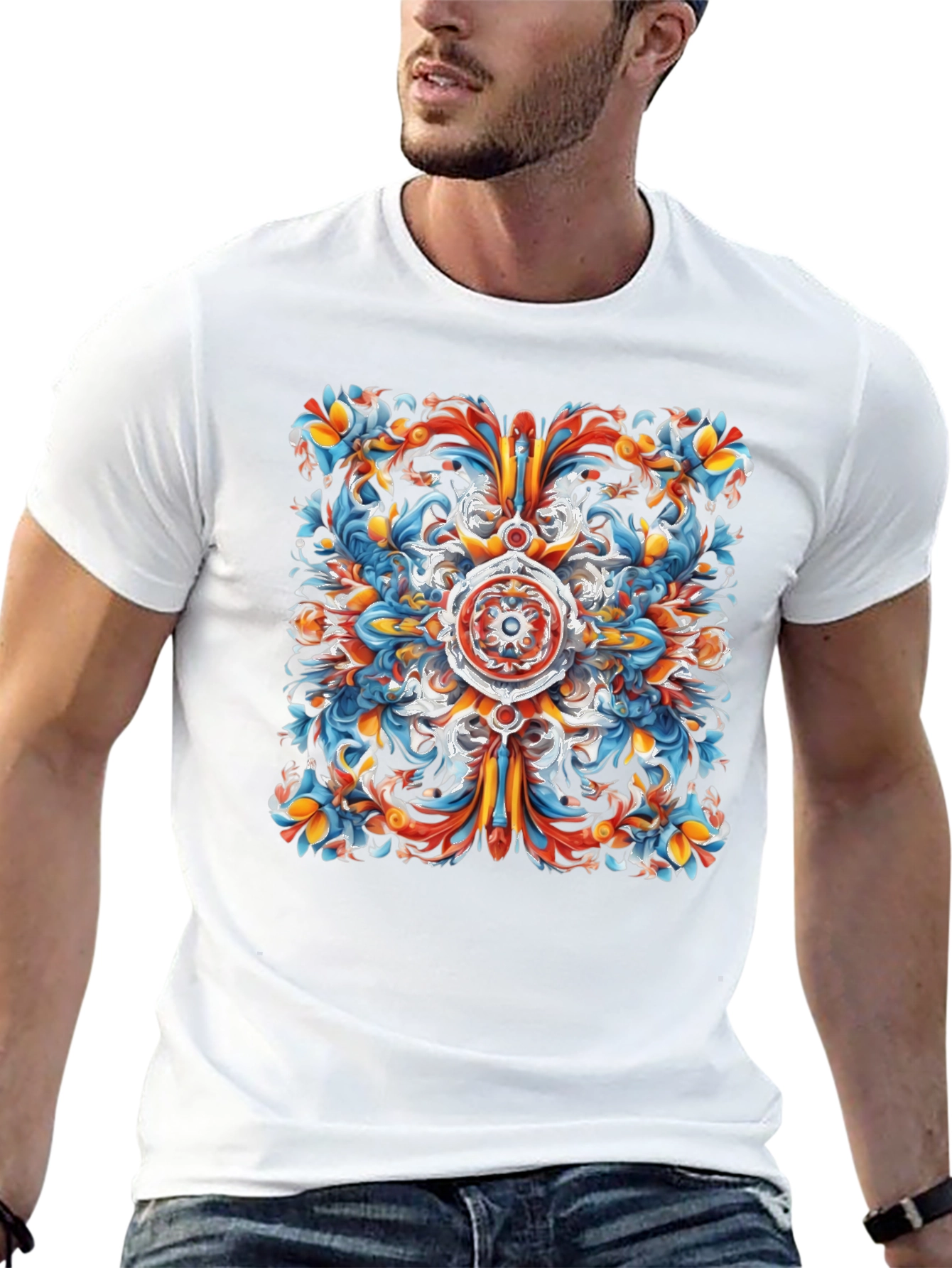 Abstract Ornamental Graphic Print Tee