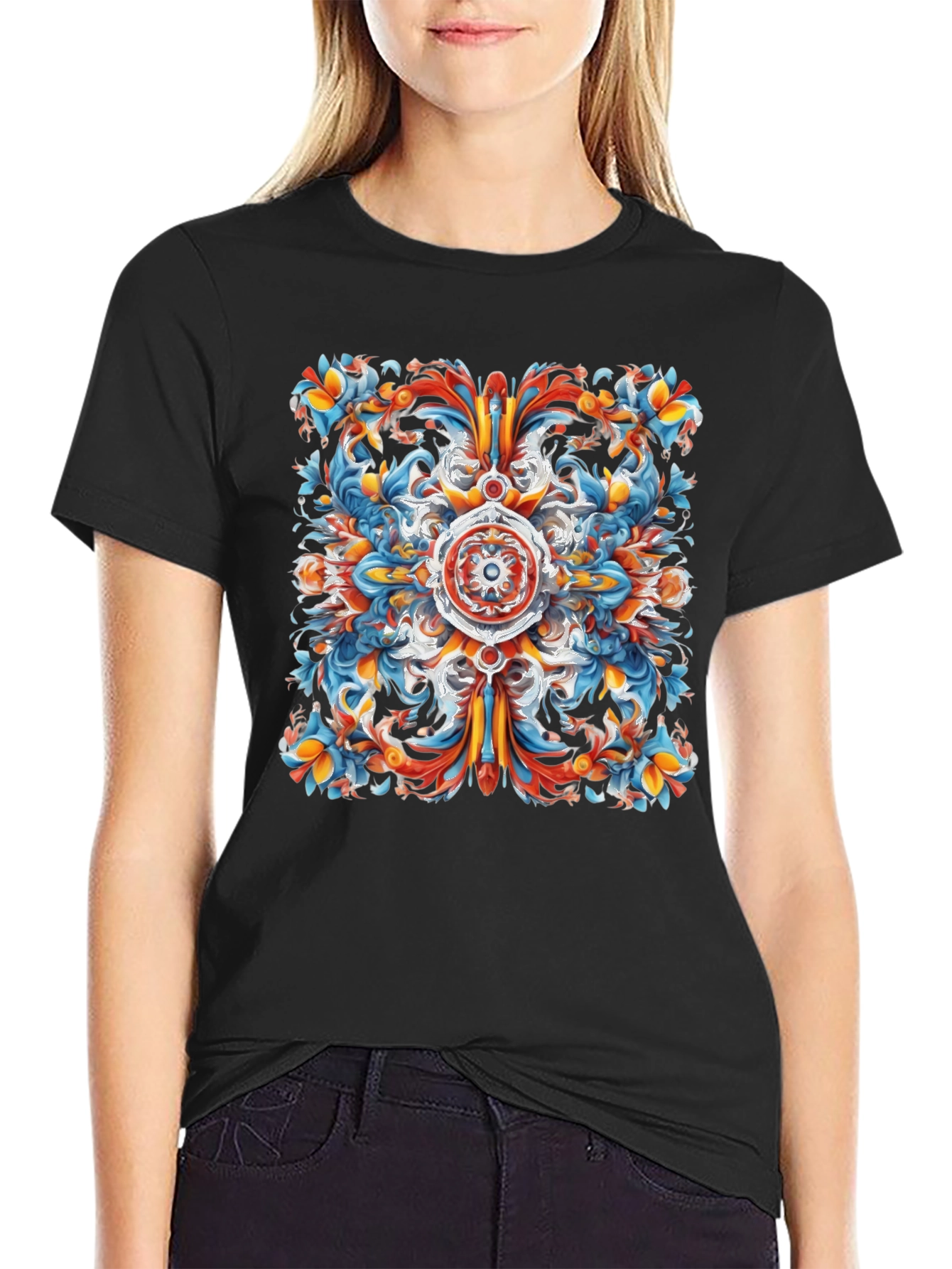 Abstract Ornamental Graphic Print Tee