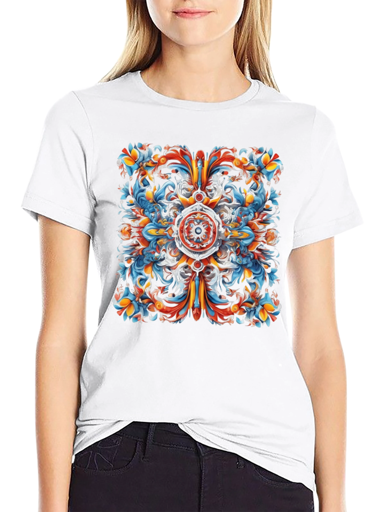 Abstract Ornamental Graphic Print Tee