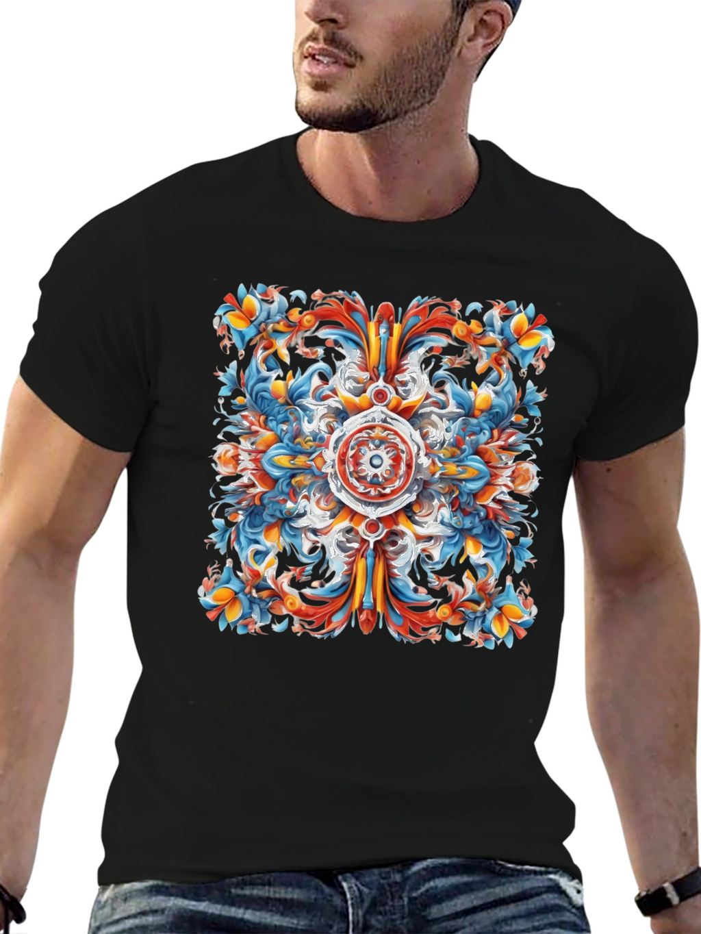 Abstract Ornamental Graphic Print Tee
