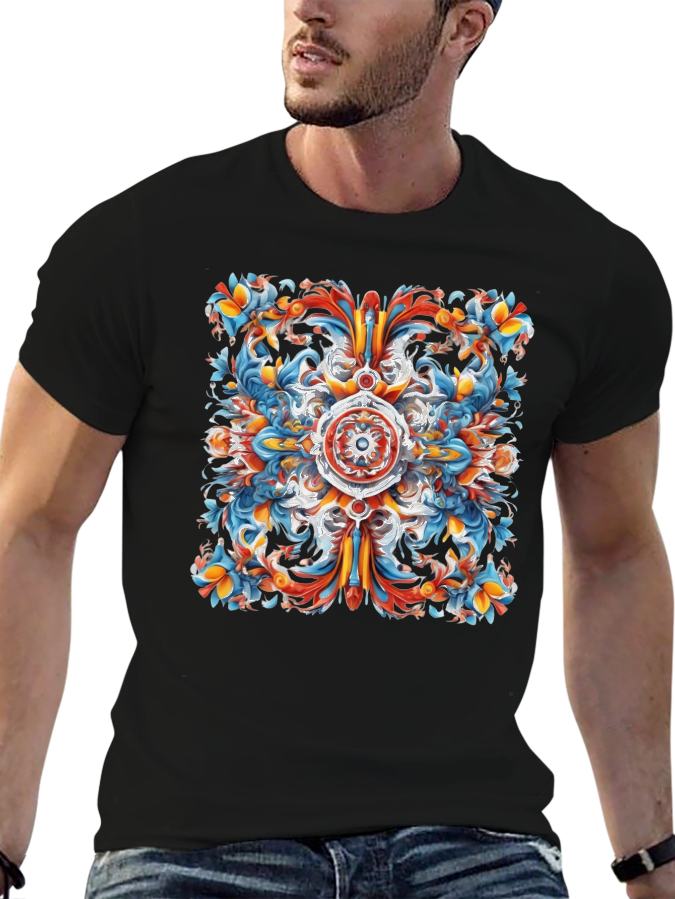 Abstract Ornamental Graphic Print Tee