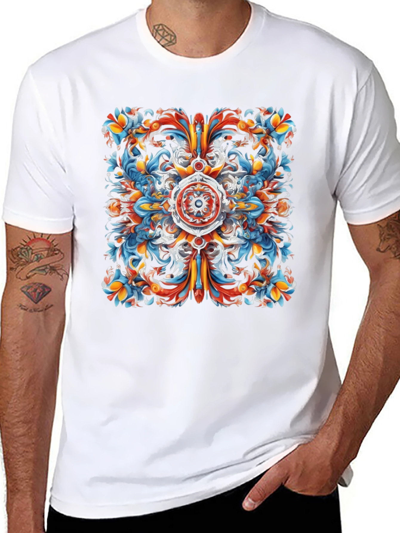 Abstract Ornamental Graphic Print Tee