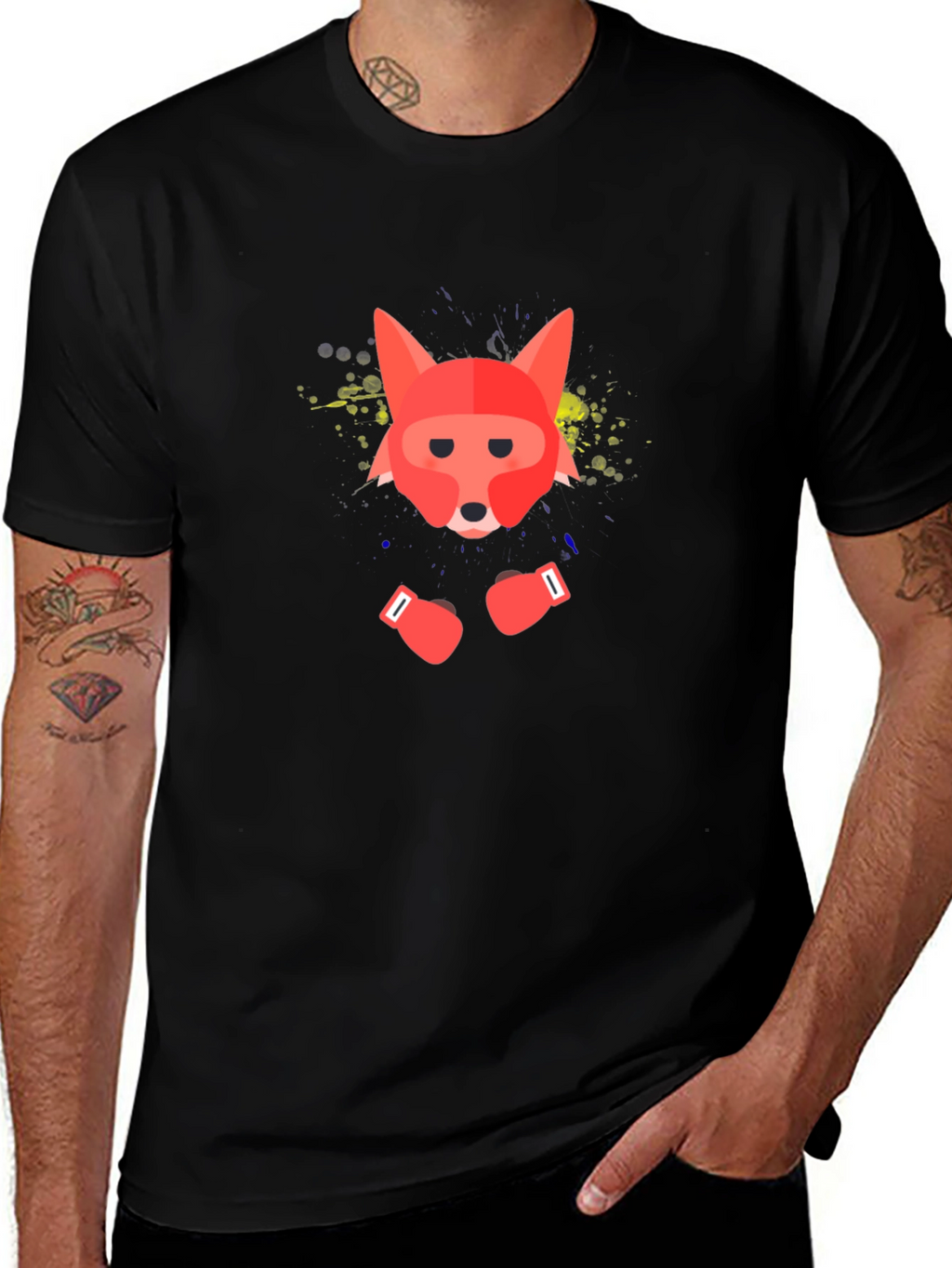 Boxing Fox Graphic Tee - Black T-Shirt