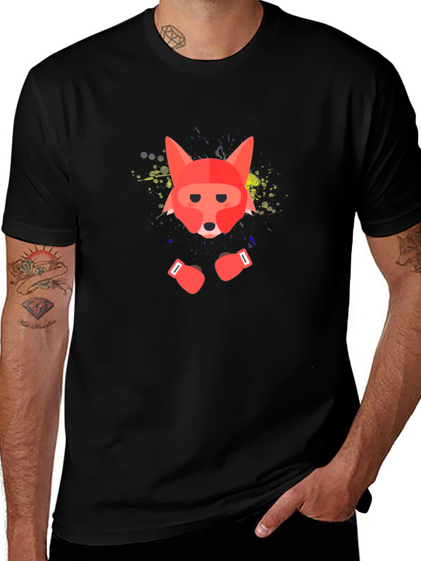 Boxing Fox Graphic Tee - Black T-Shirt