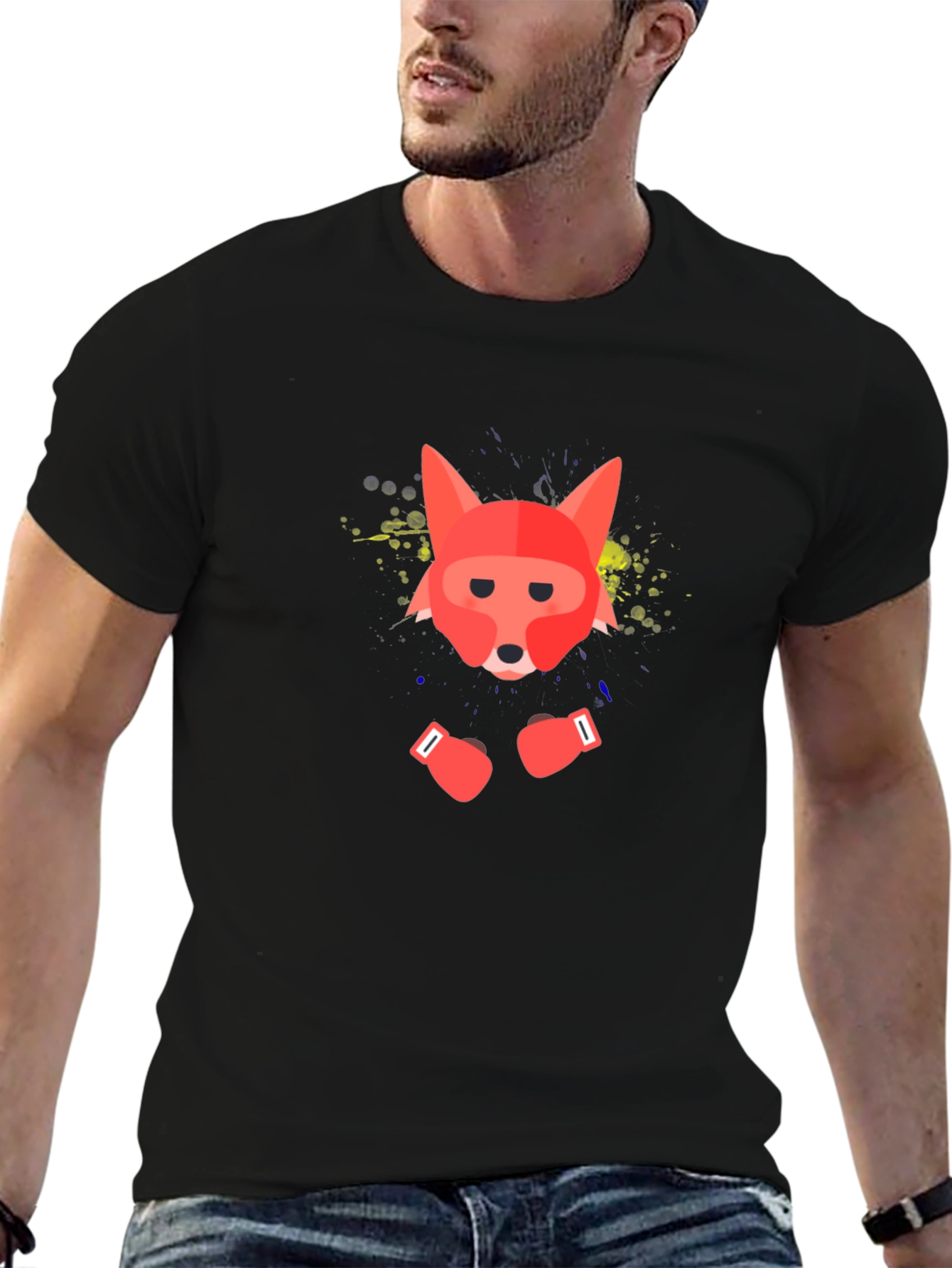 Boxing Fox Graphic Tee - Black T-Shirt