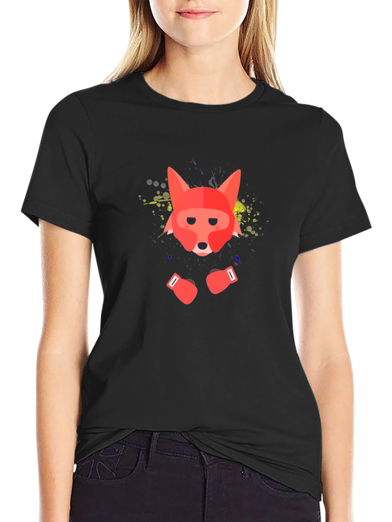 Boxing Fox Graphic Tee - Black T-Shirt