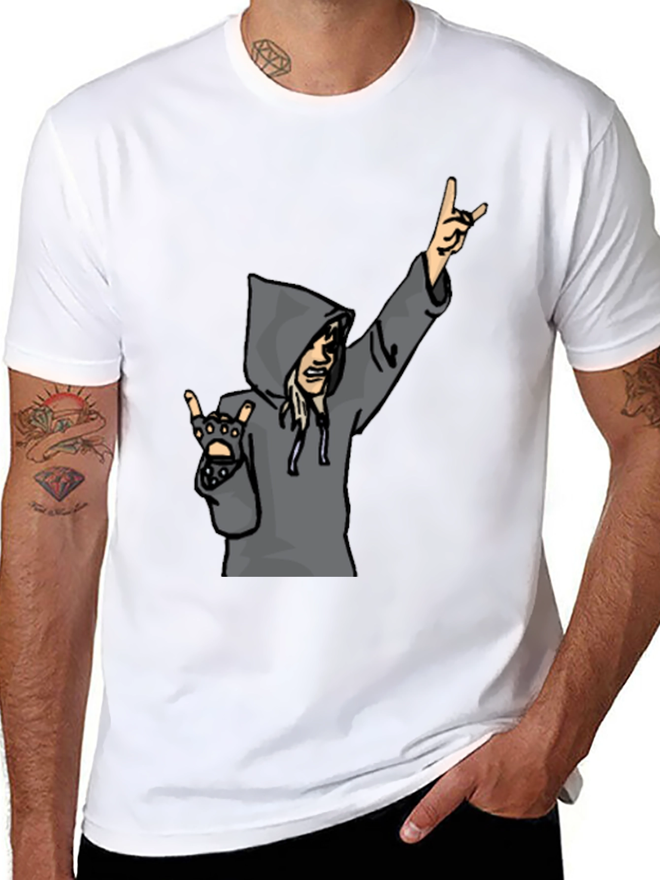 Cartoon Rocker Graphic T-Shirt