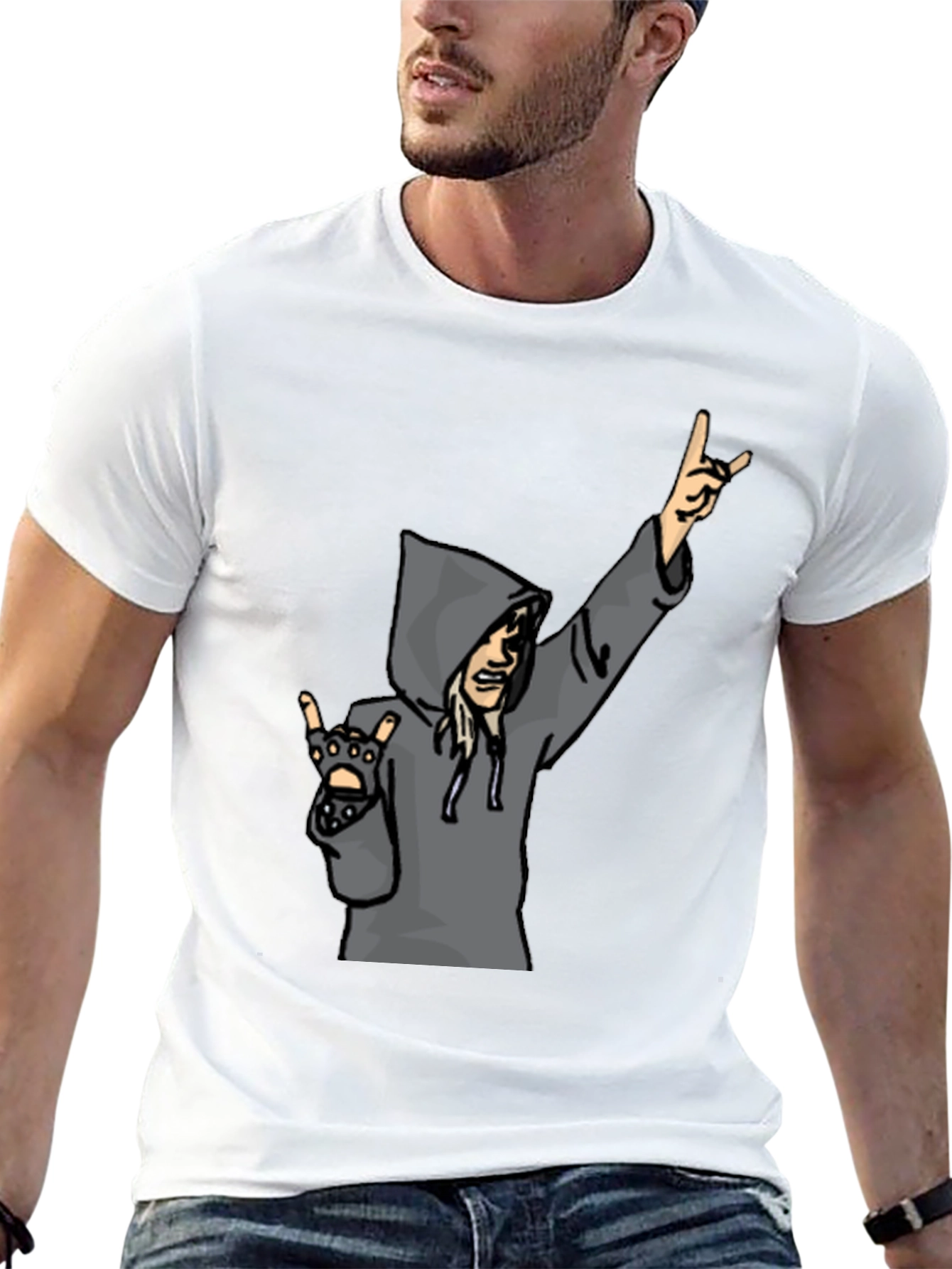 Cartoon Rocker Graphic T-Shirt