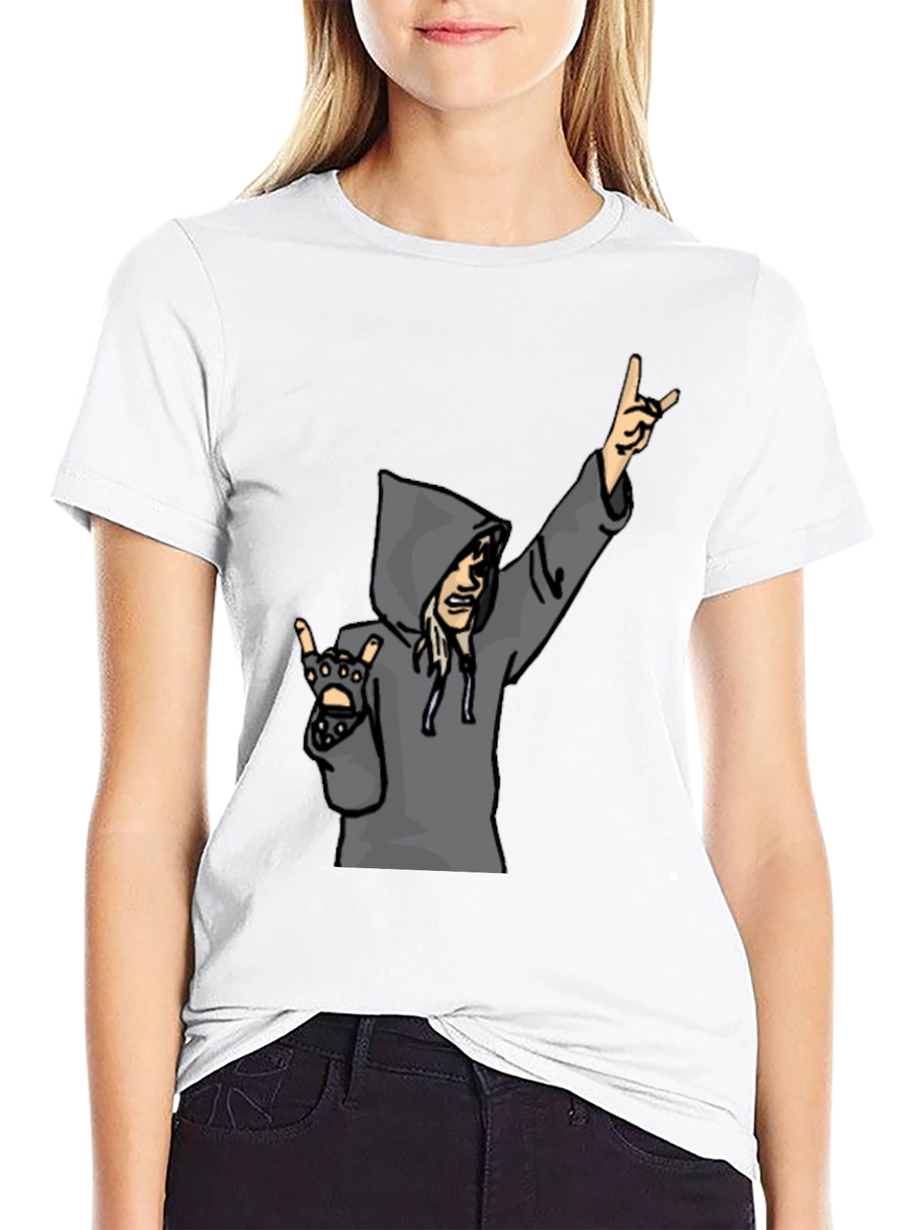 Cartoon Rocker Graphic T-Shirt