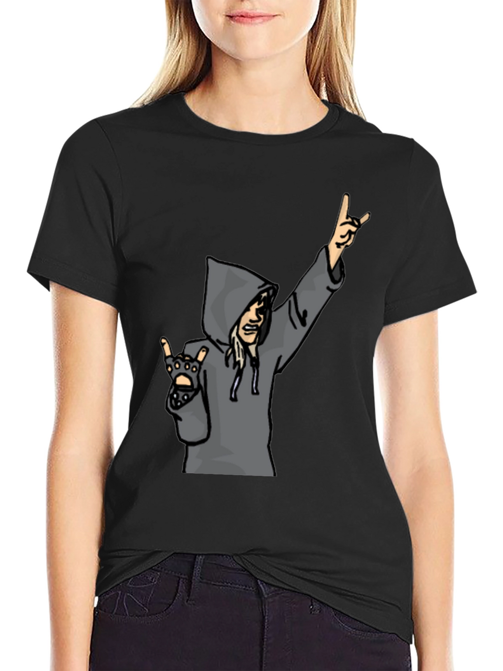 Cartoon Rocker Graphic T-Shirt