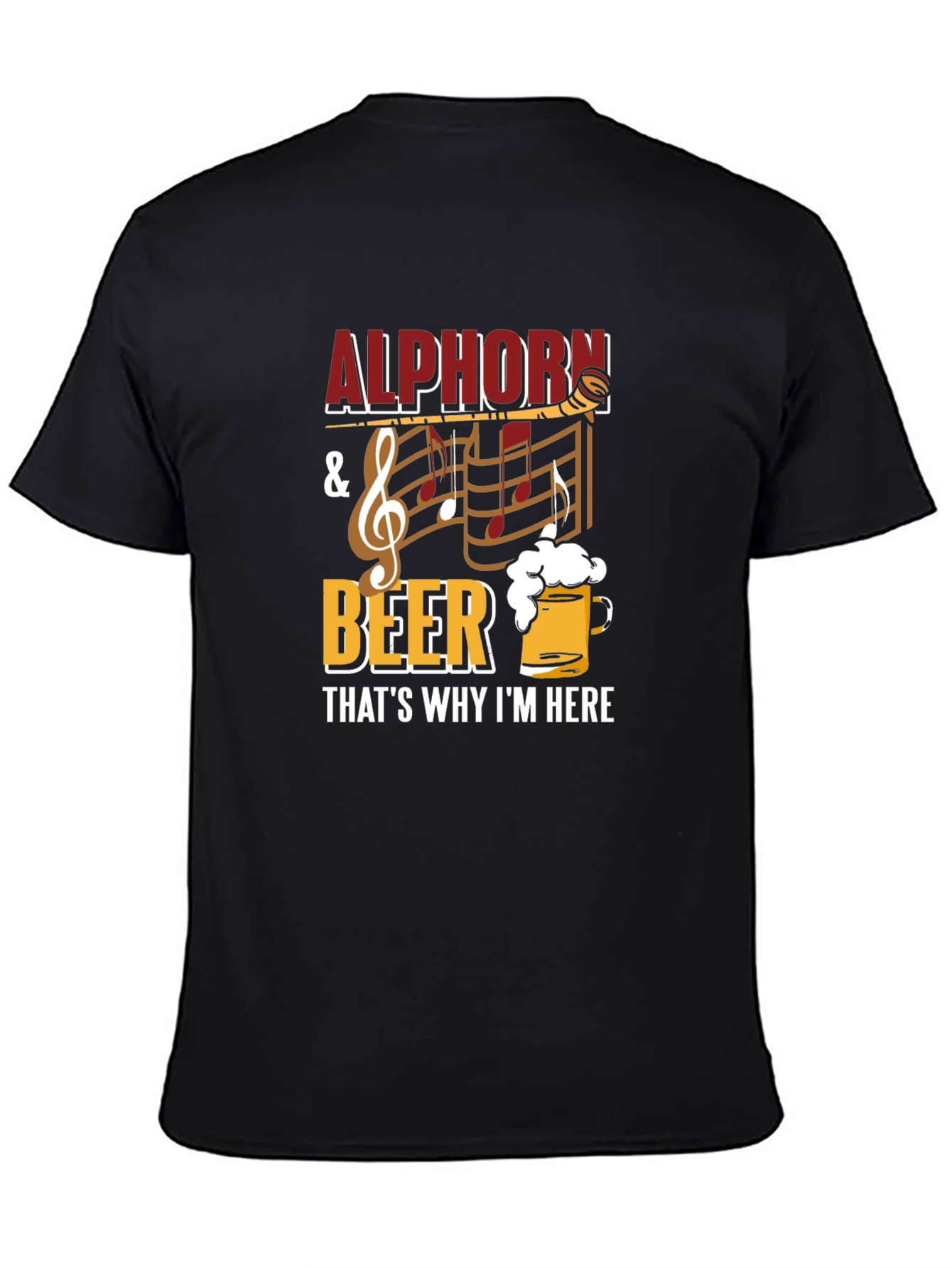Alphorn & Beer Mens Black Graphic Tee
