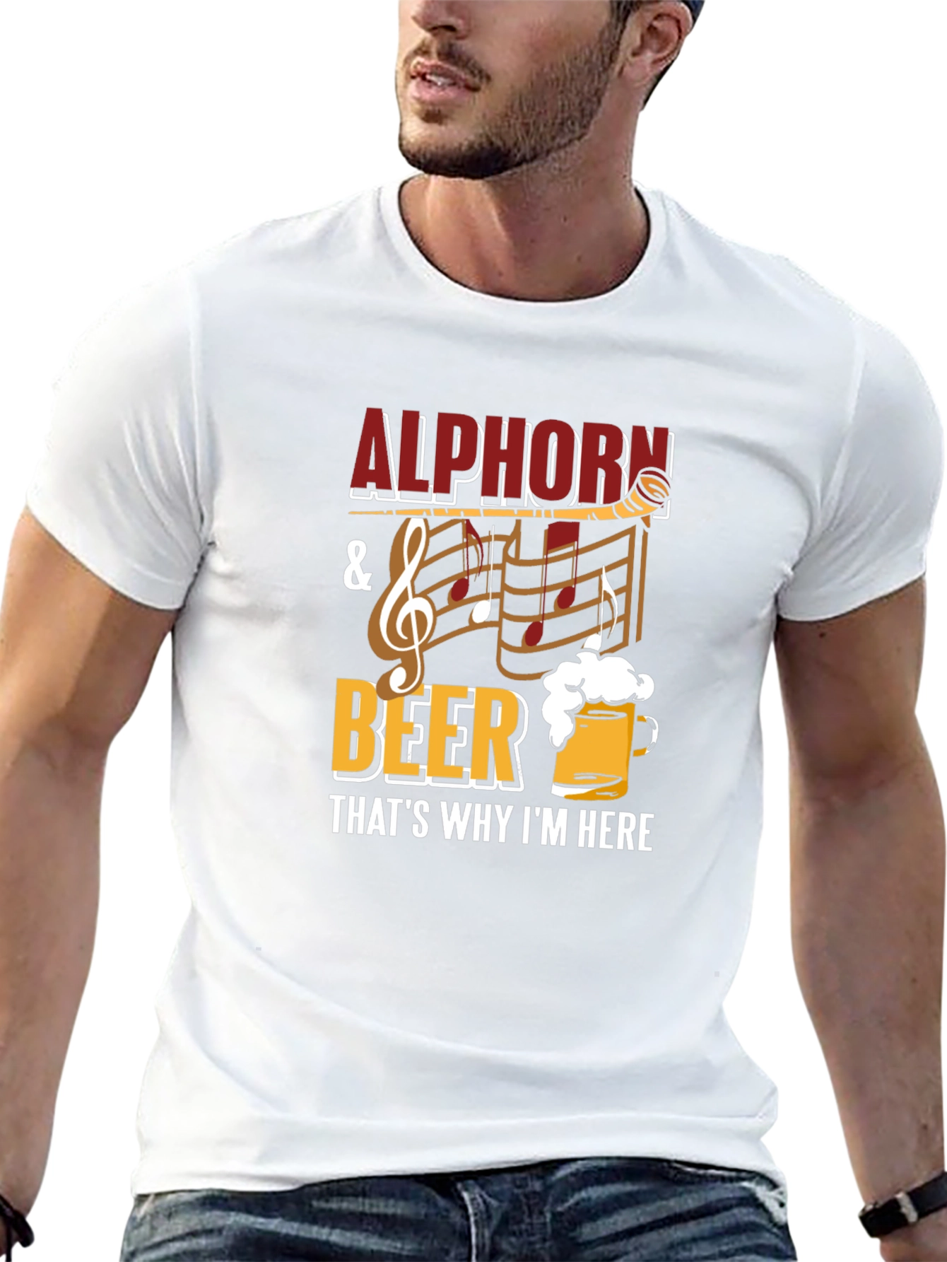 Alphorn & Beer Mens Black Graphic Tee