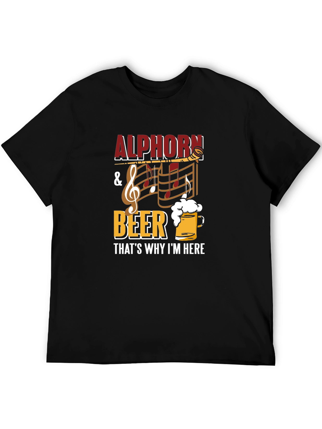 Alphorn & Beer Mens Black Graphic Tee