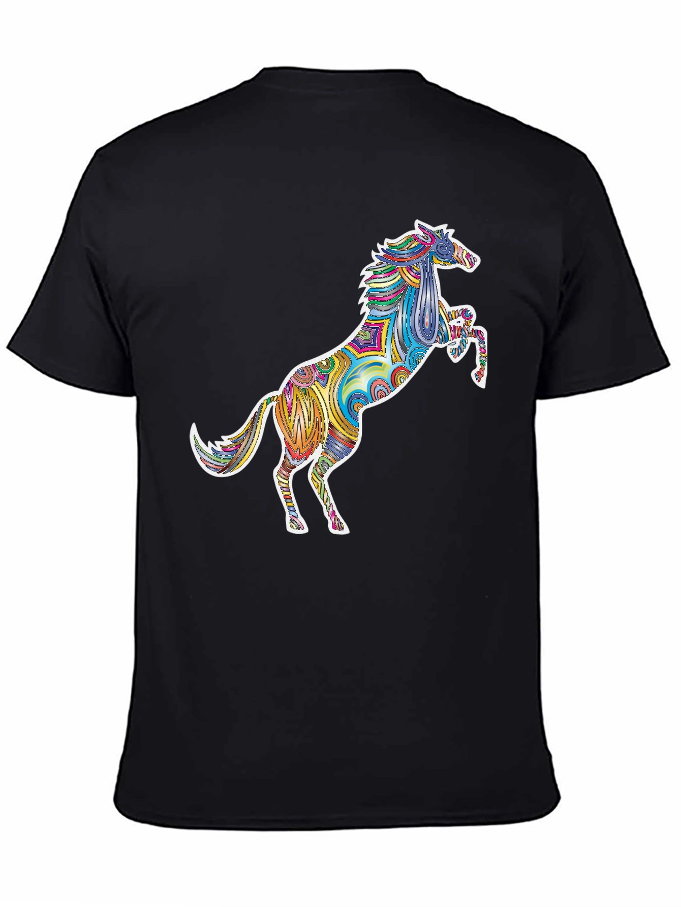 Psychedelic Horse Graphic Tee - Unique Colorful Design