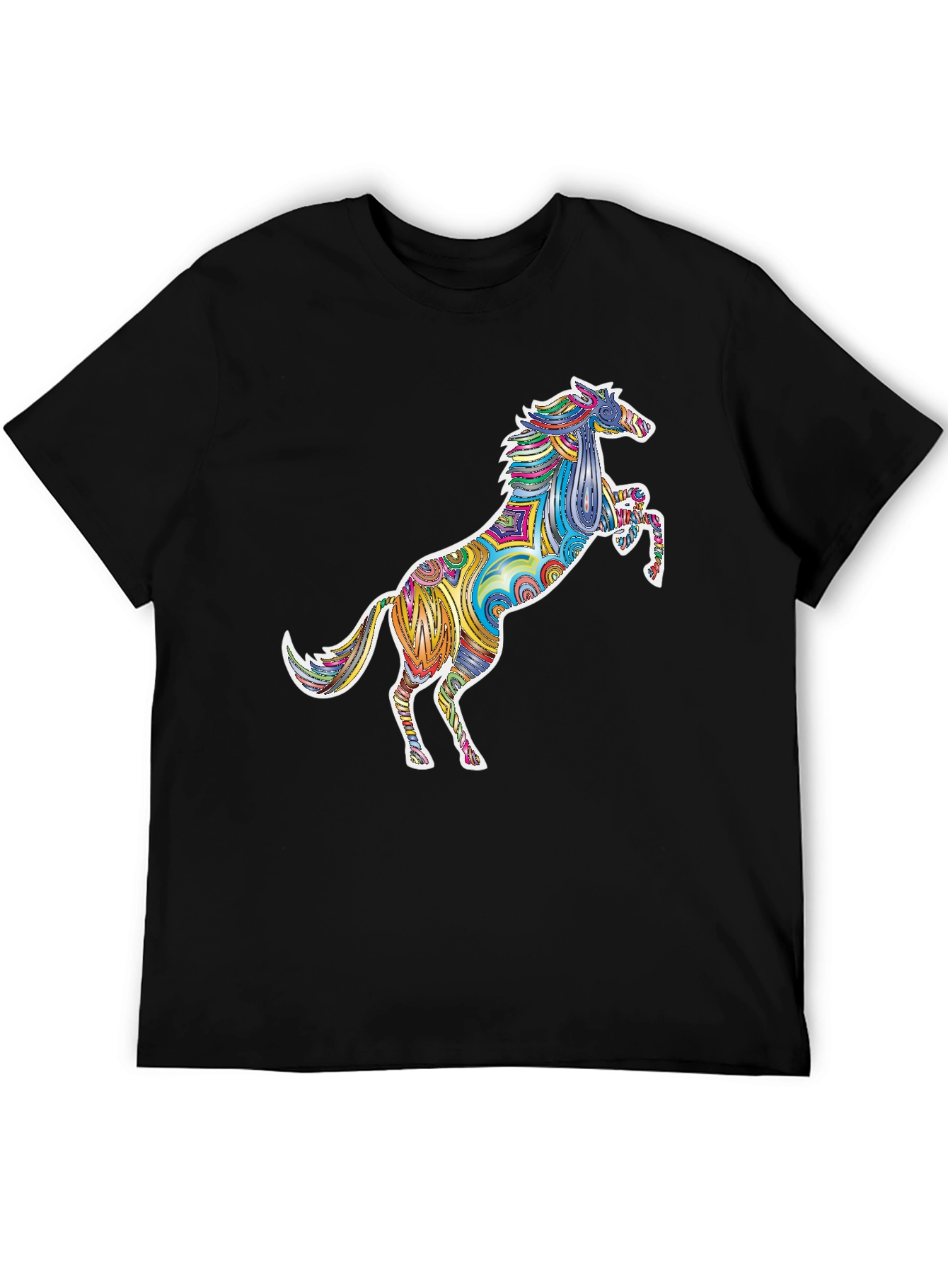 Psychedelic Horse Graphic Tee - Unique Colorful Design