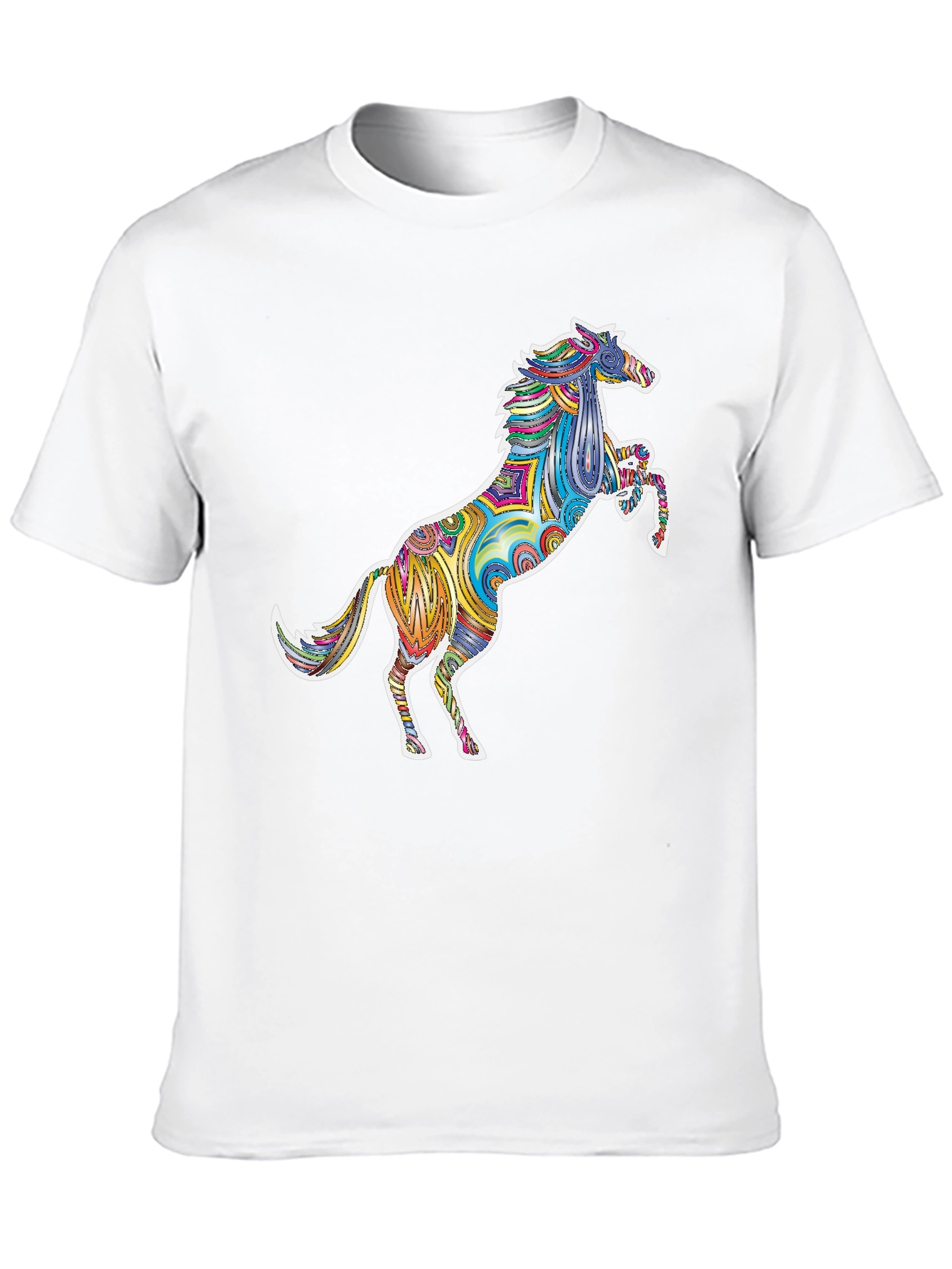 Psychedelic Horse Graphic Tee - Unique Colorful Design