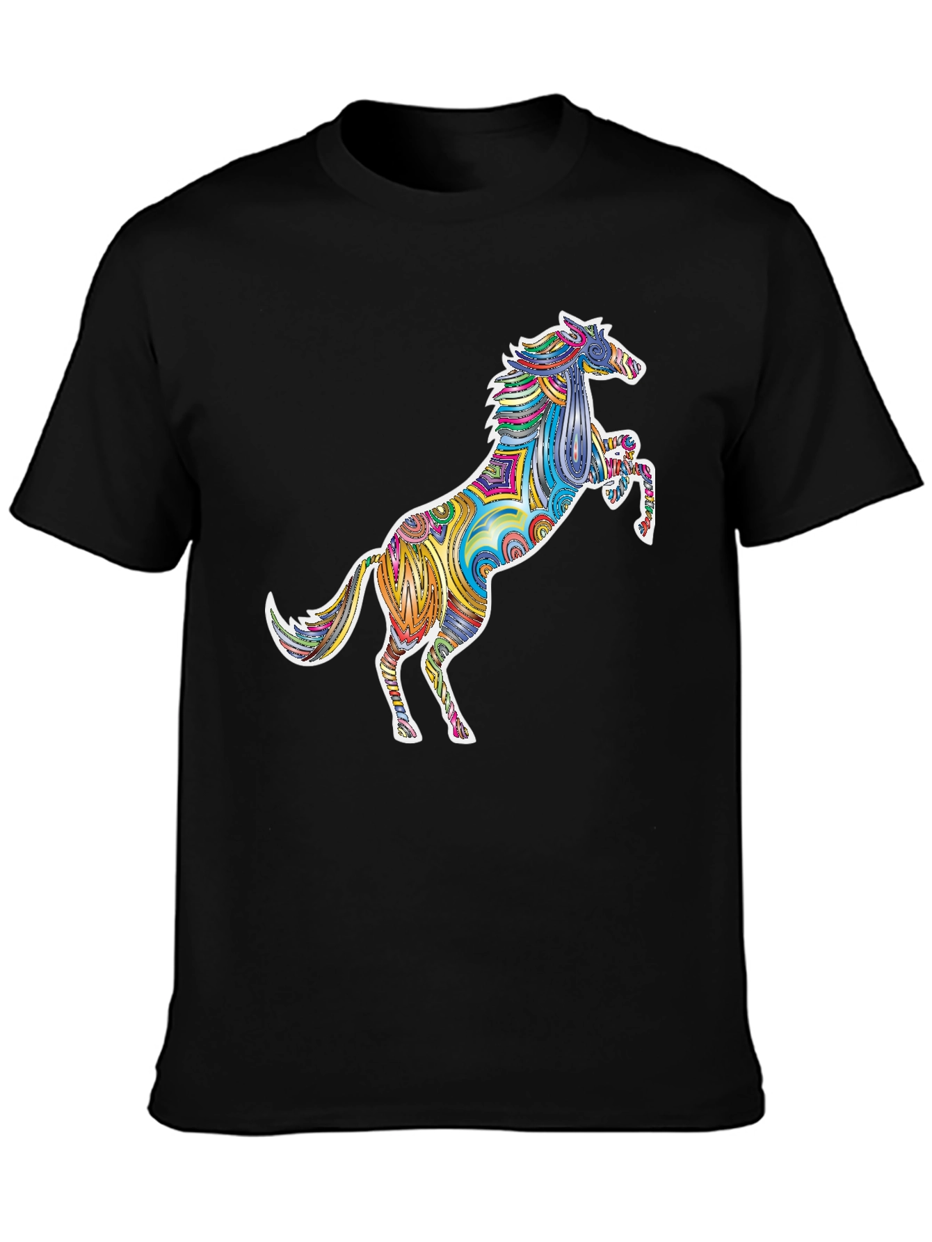 Psychedelic Horse Graphic Tee - Unique Colorful Design
