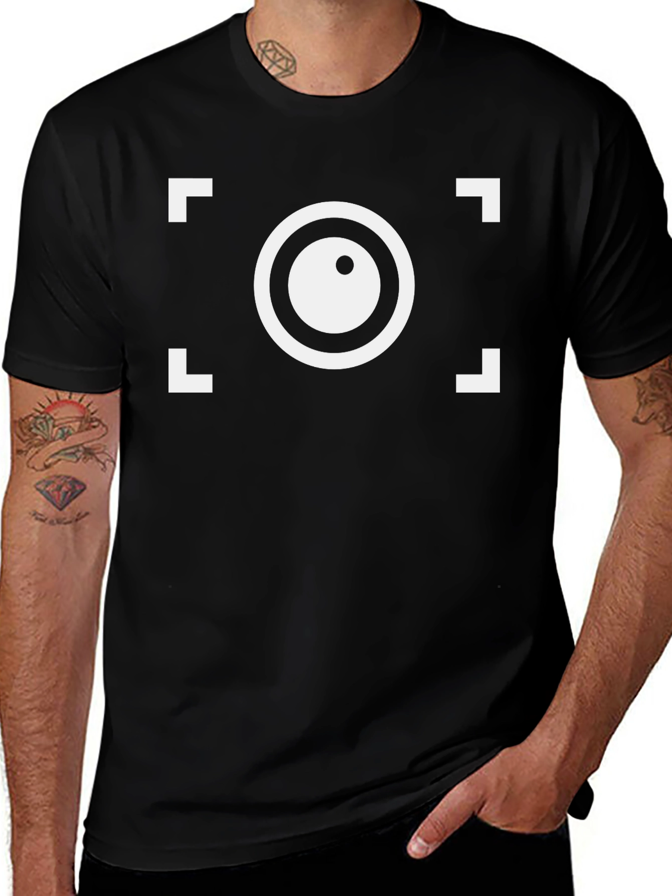 Camera Focus Graphic T-Shirt - Black