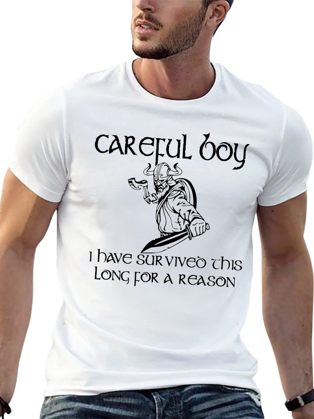Careful Boy Viking Graphic Tee - Black