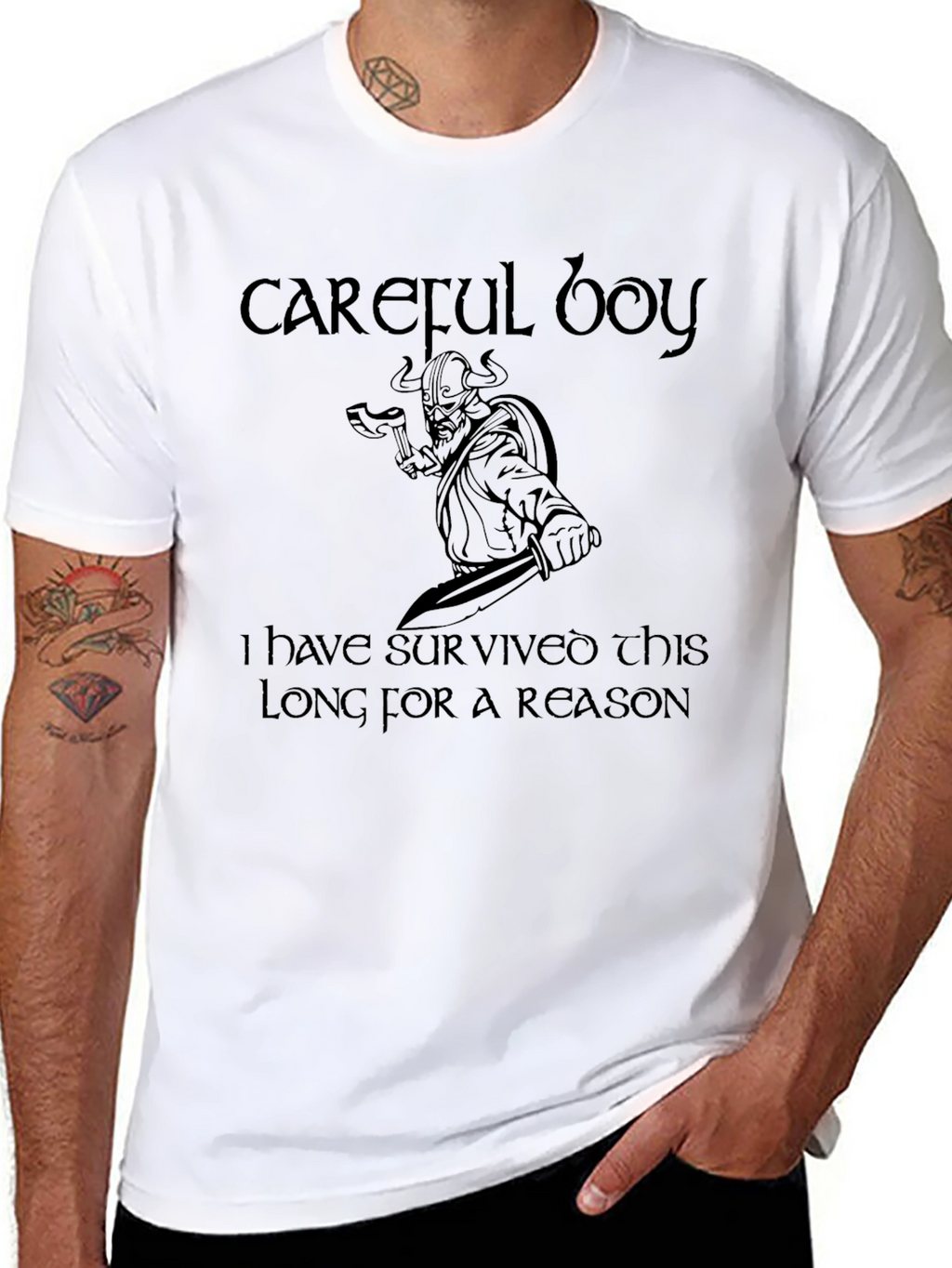 Careful Boy Viking Graphic Tee - Black