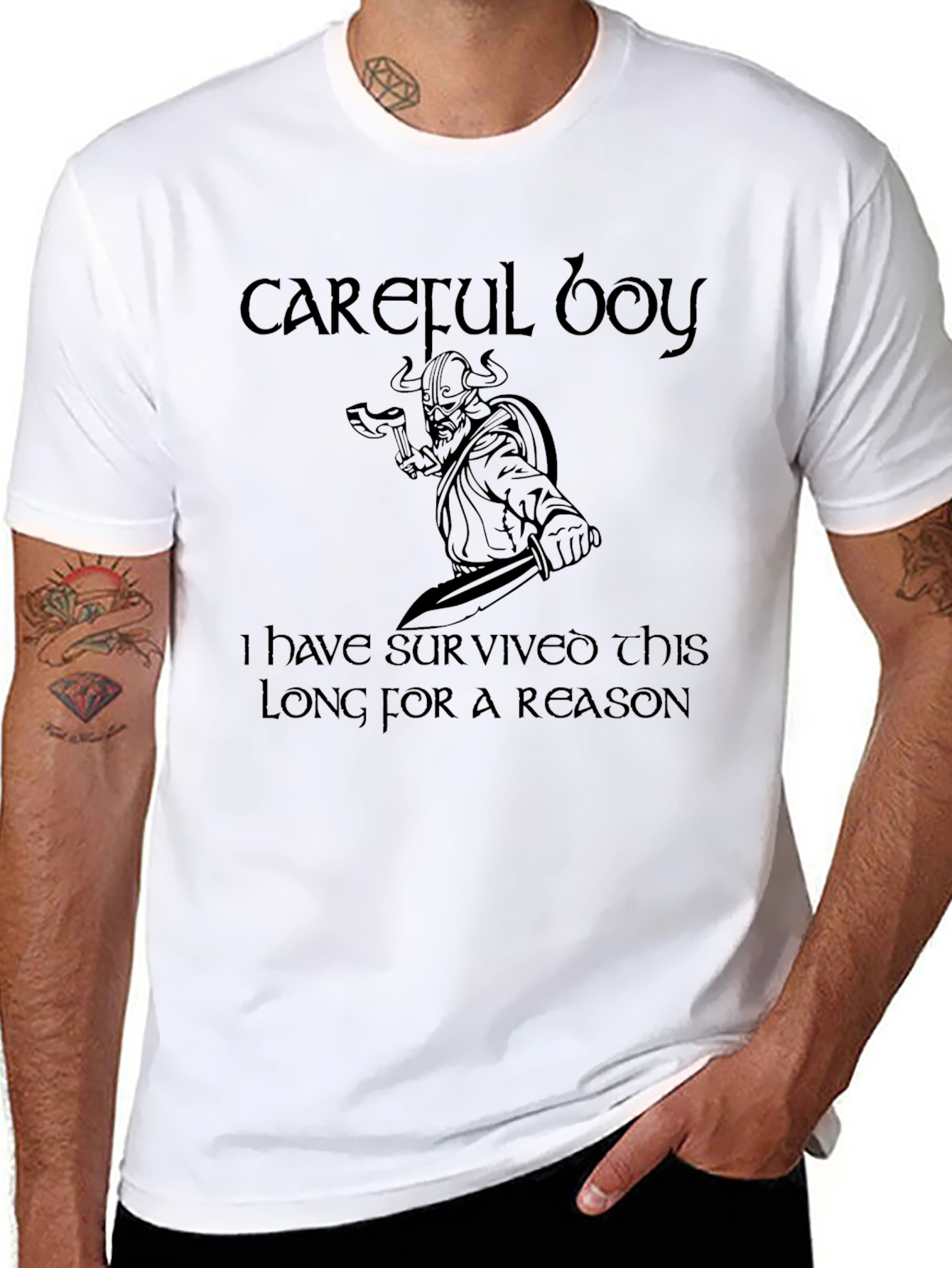 Careful Boy Viking Graphic Tee - Black