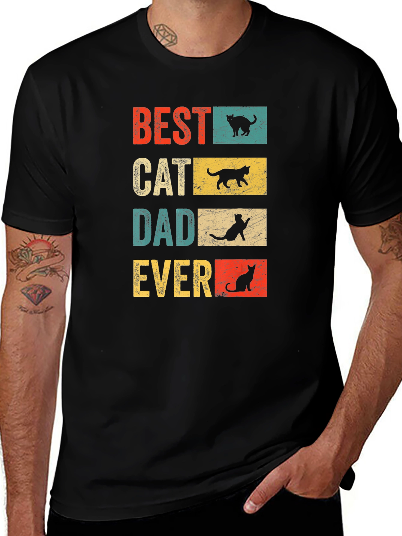 Best Cat Dad Ever T-Shirt - Vintage Design