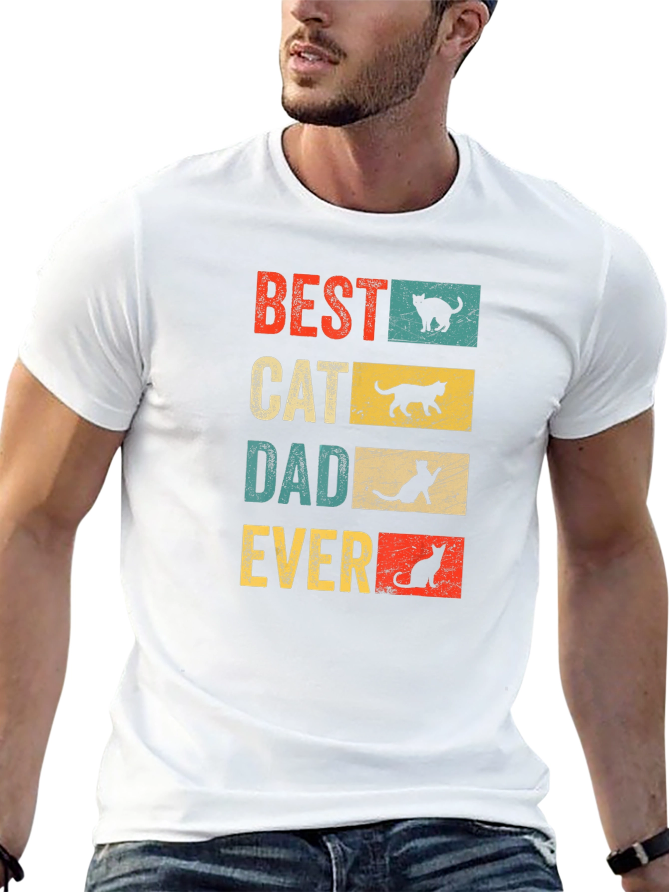 Best Cat Dad Ever T-Shirt - Vintage Design