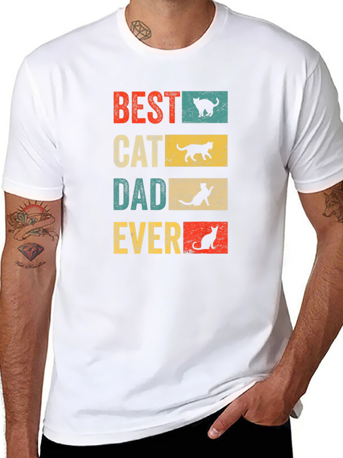 Best Cat Dad Ever T-Shirt - Vintage Design