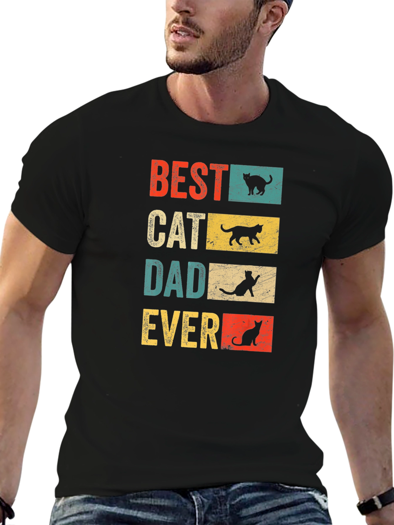 Best Cat Dad Ever T-Shirt - Vintage Design