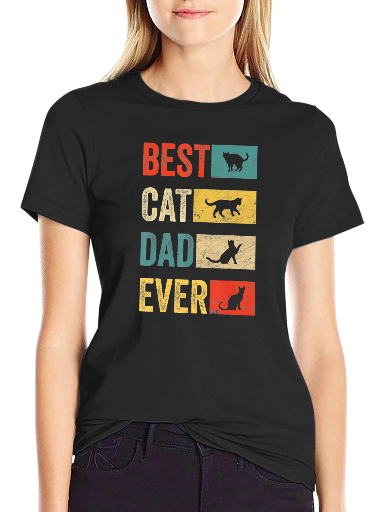 Best Cat Dad Ever T-Shirt - Vintage Design