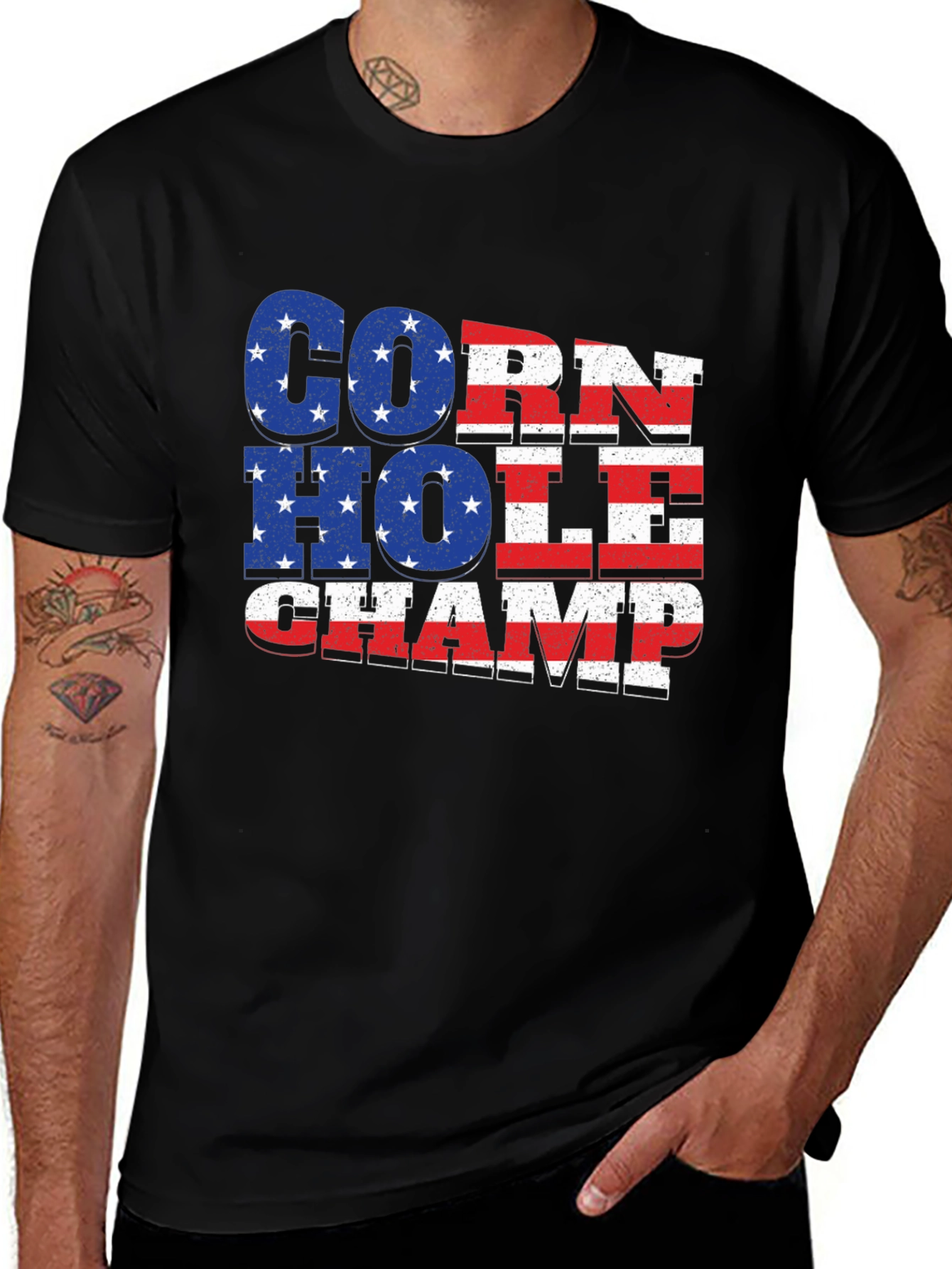 Cornhole Champ USA Flag T-Shirt