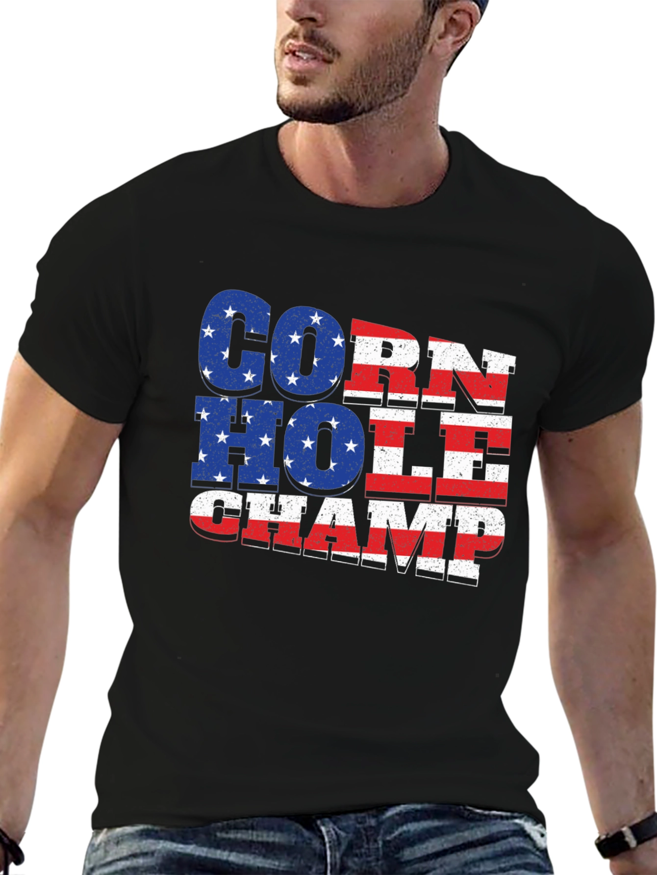 Cornhole Champ USA Flag T-Shirt