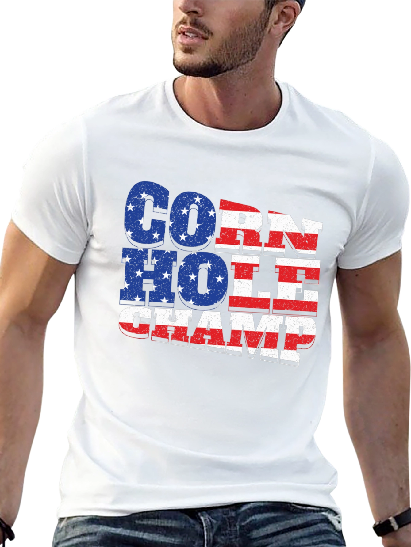 Cornhole Champ USA Flag T-Shirt